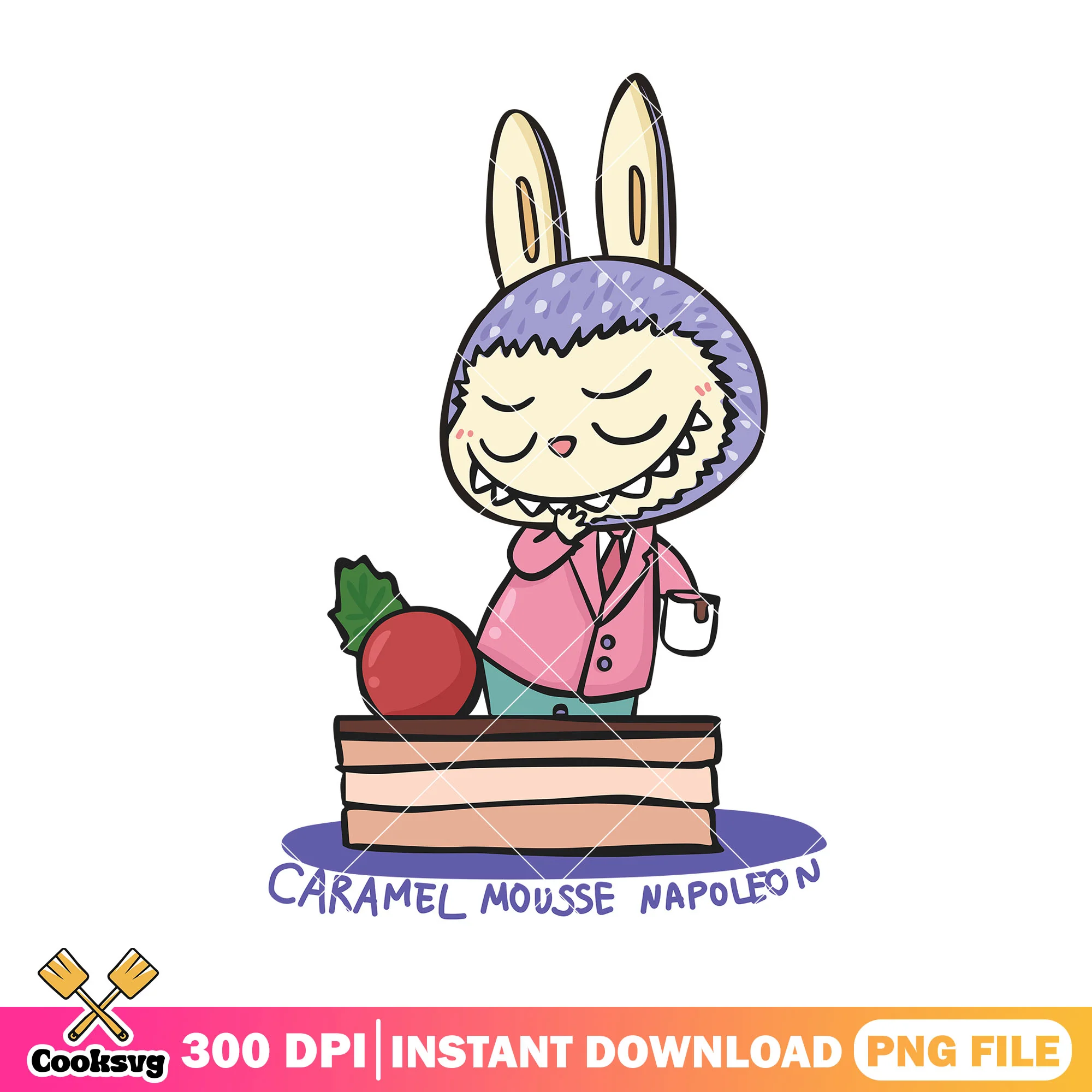 Labubu caramel mousse napoleon png, labubu png, labubu art png