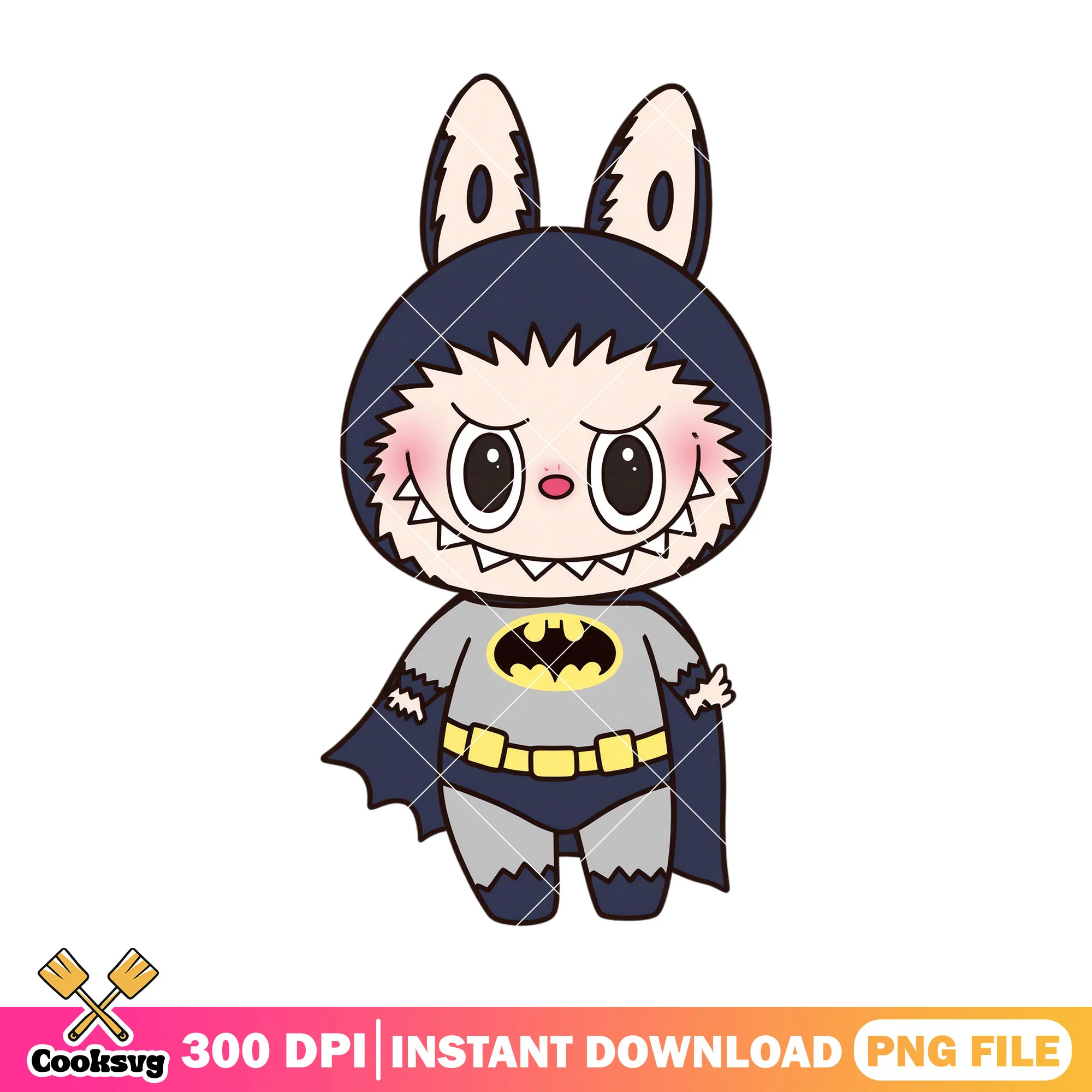 Labubu cosplay batman png, labubu outfit png, labubu plush png