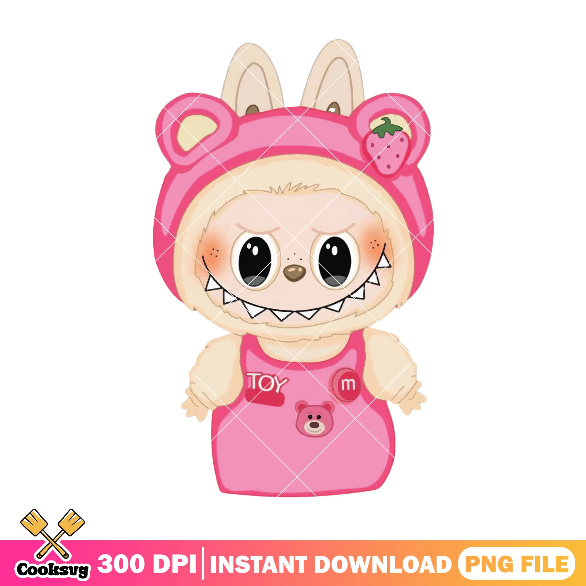 Labubu cosplay pink bear png, labubu cute png, labubu plush png