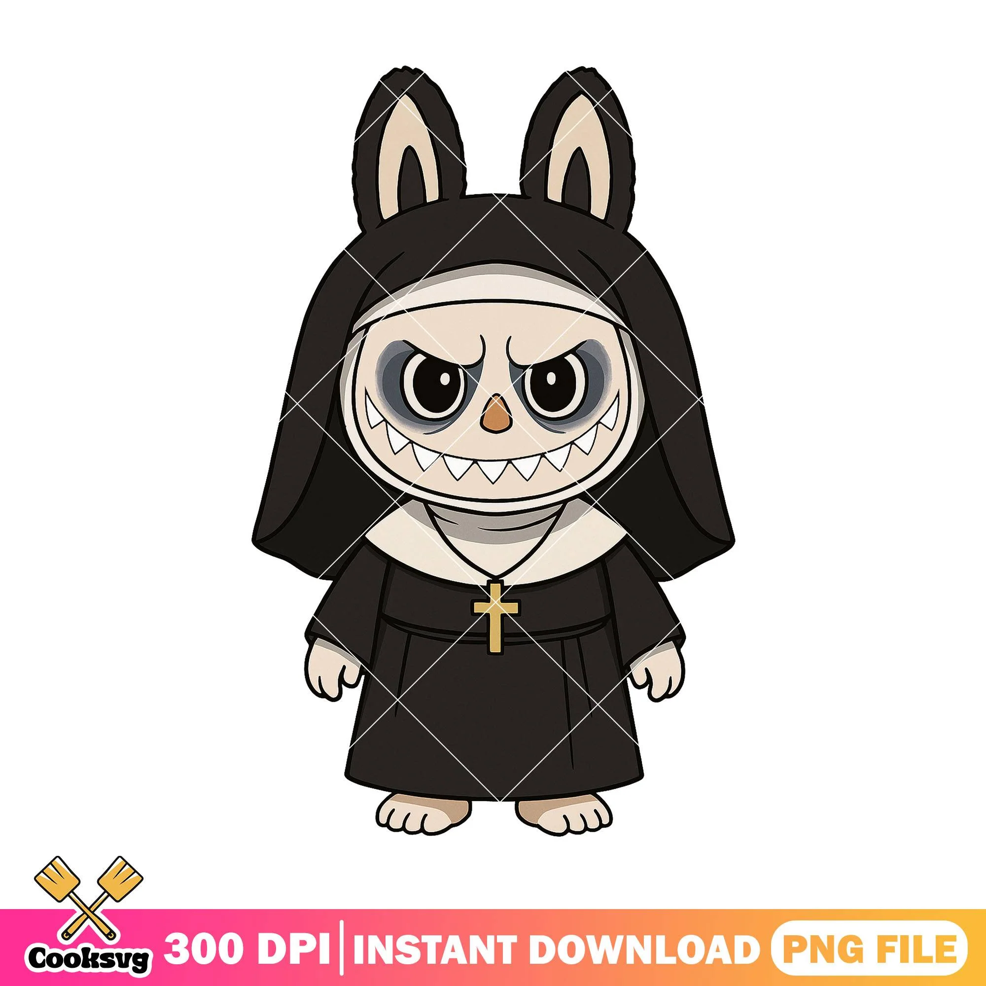 Labubu cosplay valak png, labubu horror png, halloween labubu png