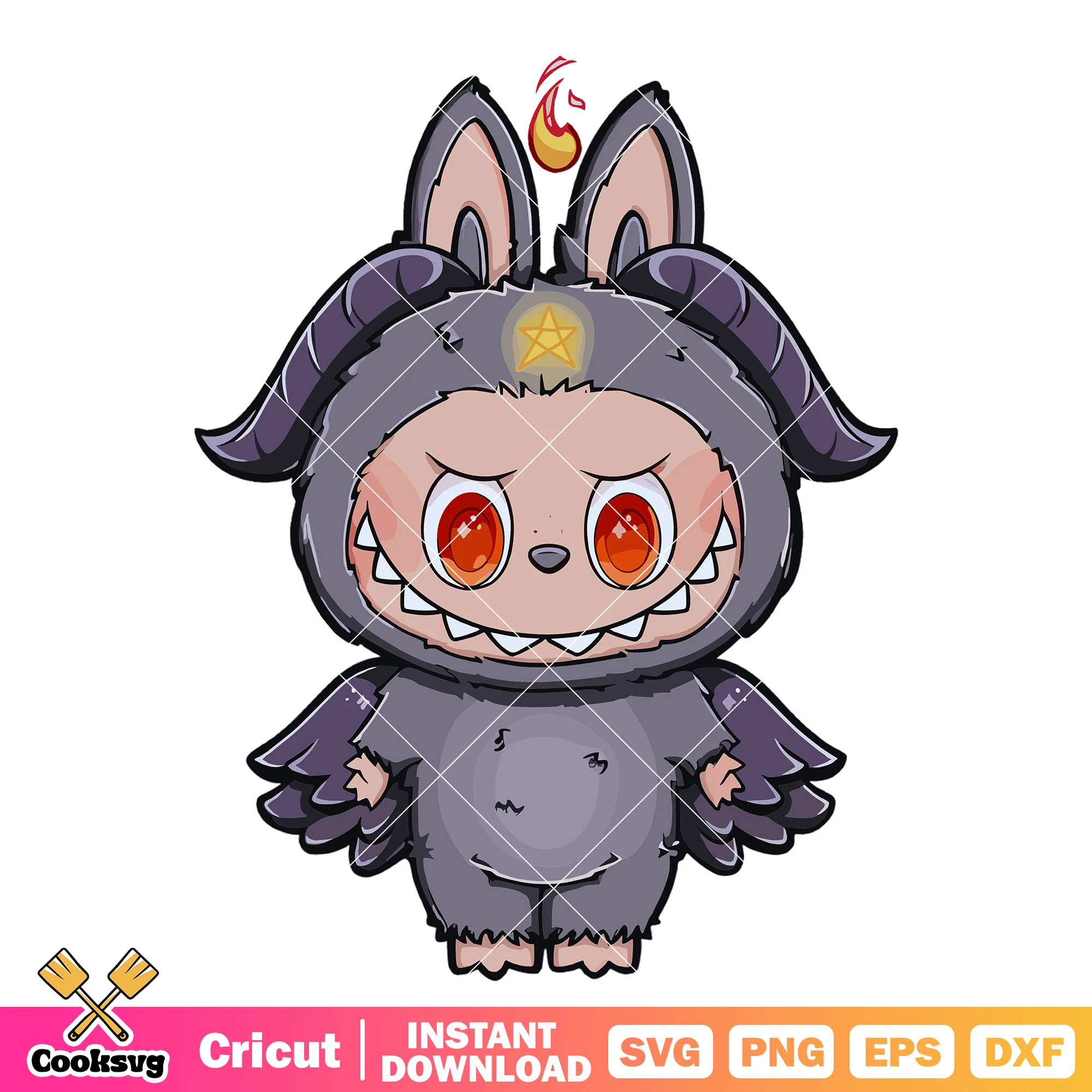 Labubu costume demon svg, labubu costume svg, labubu halloween svg