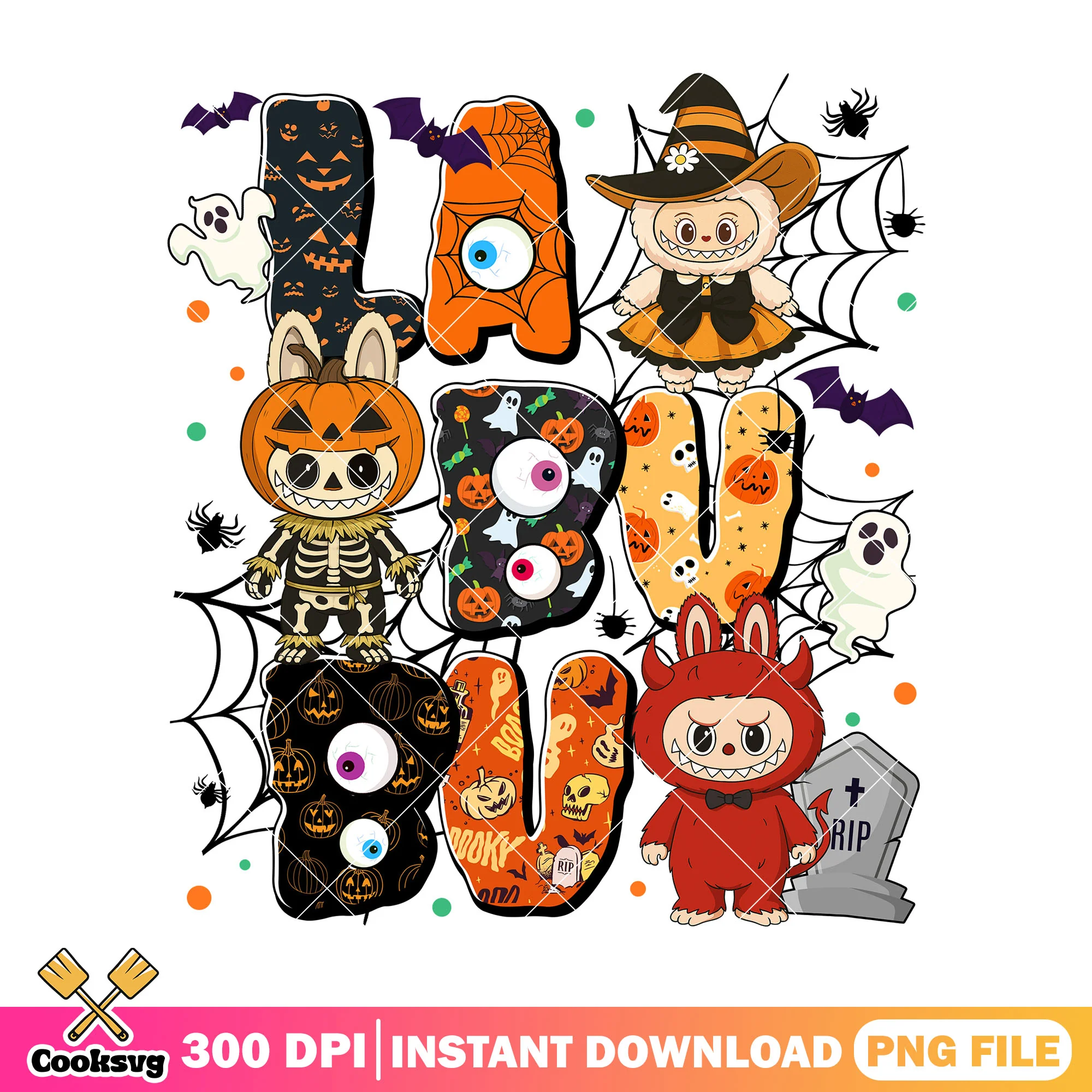 Labubu costumes party png, labubu halloween png, labubu doll png
