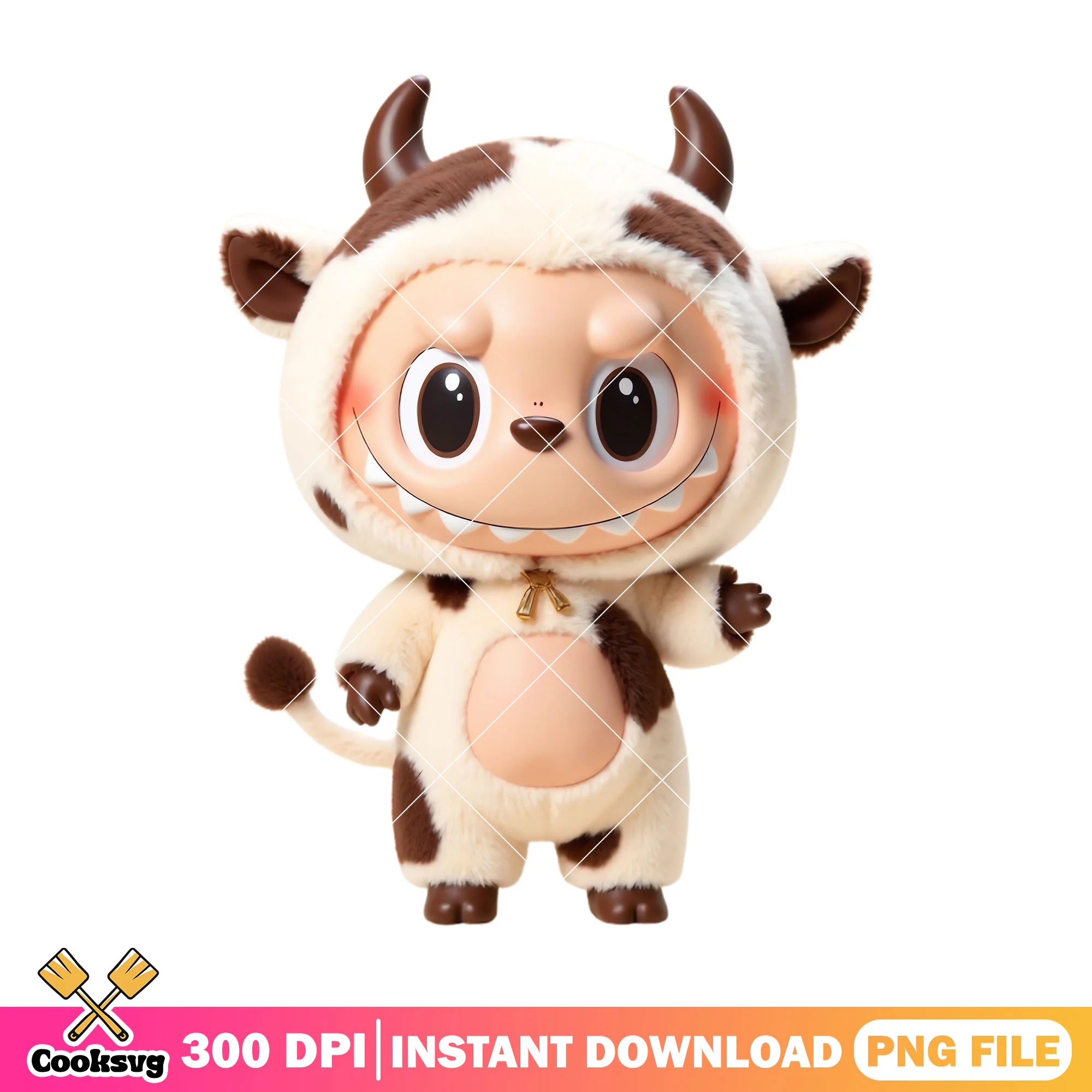 Labubu cow cosplay png, labubu cute png, labubu monster png