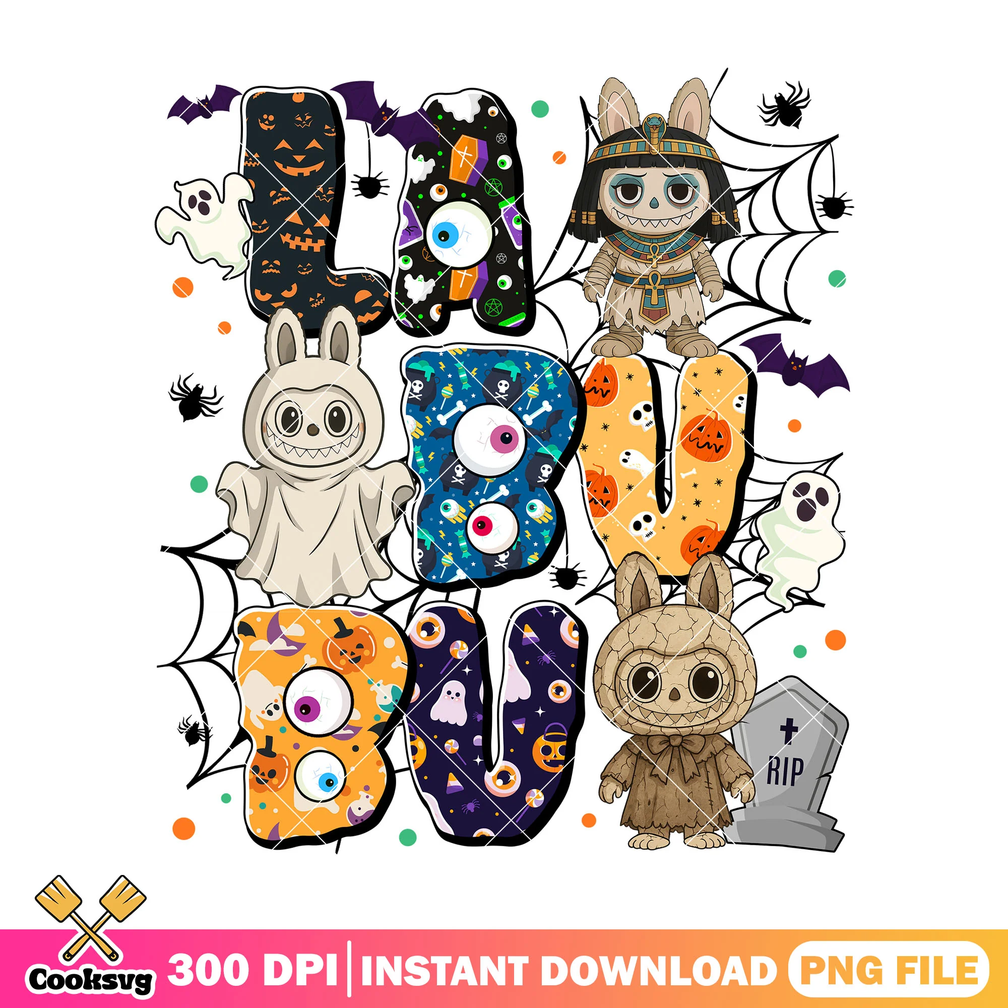 Labubu creepy masquerade art png, horror labubu png, scary dolls png