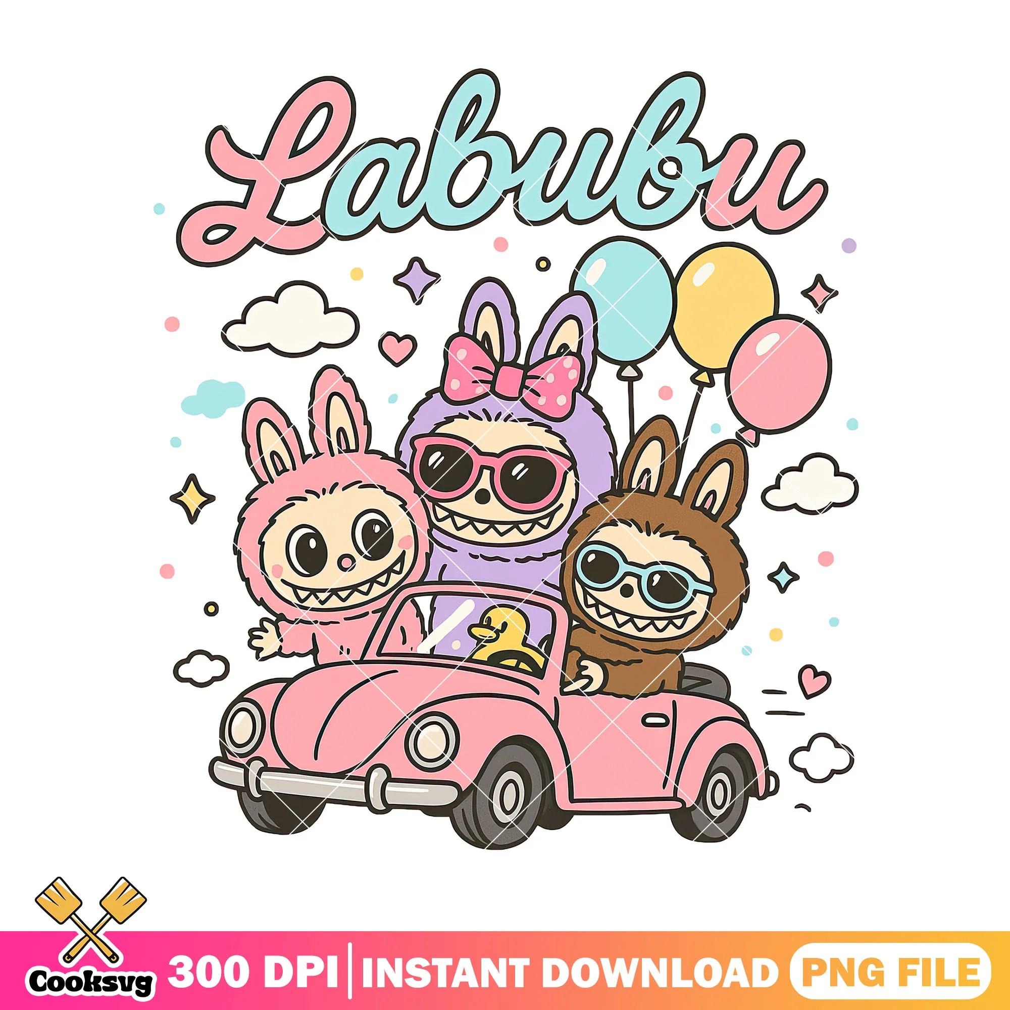 Labubu driving png, labubu bf png, labubu car seat png