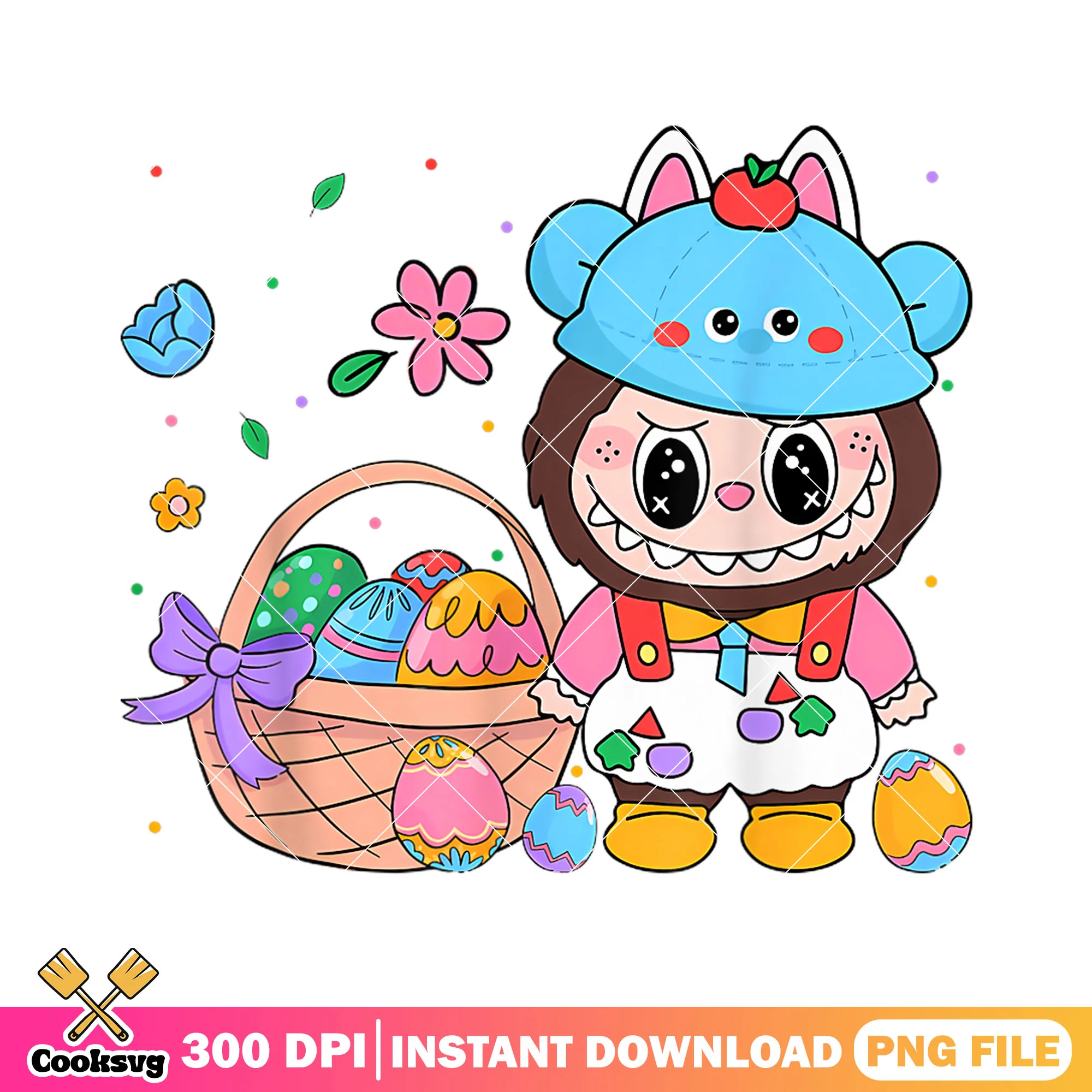 Labubu easter eggs png design, labubu easter png, labubu popmart png