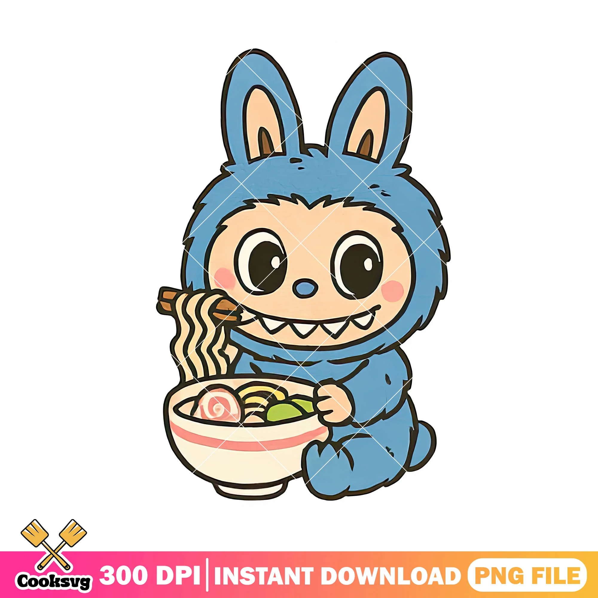 Labubu eating noodle png, cute labubu png, labubu hehe png