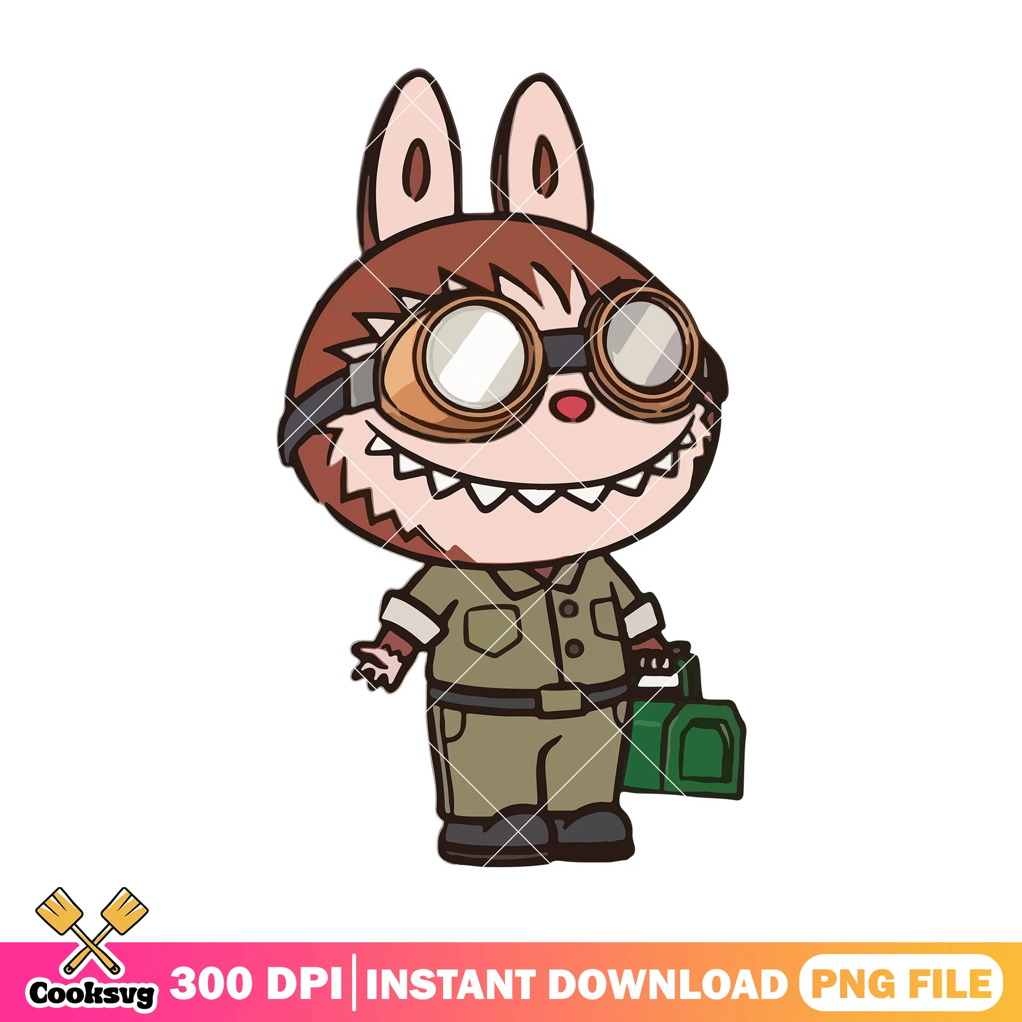Labubu engineer design png, labubu brown png, labubu art png