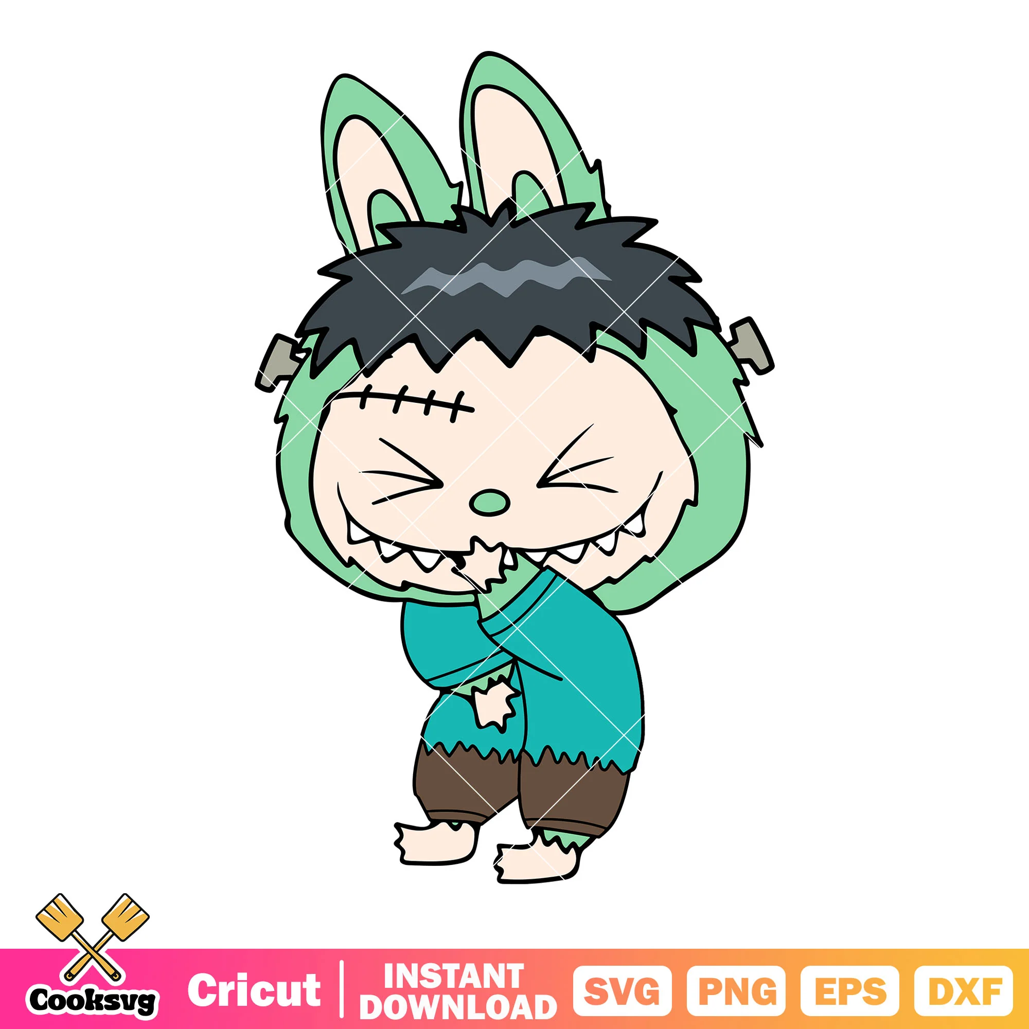Labubu Frankenstein svg, Frankenstein svg, labubu halloween svg