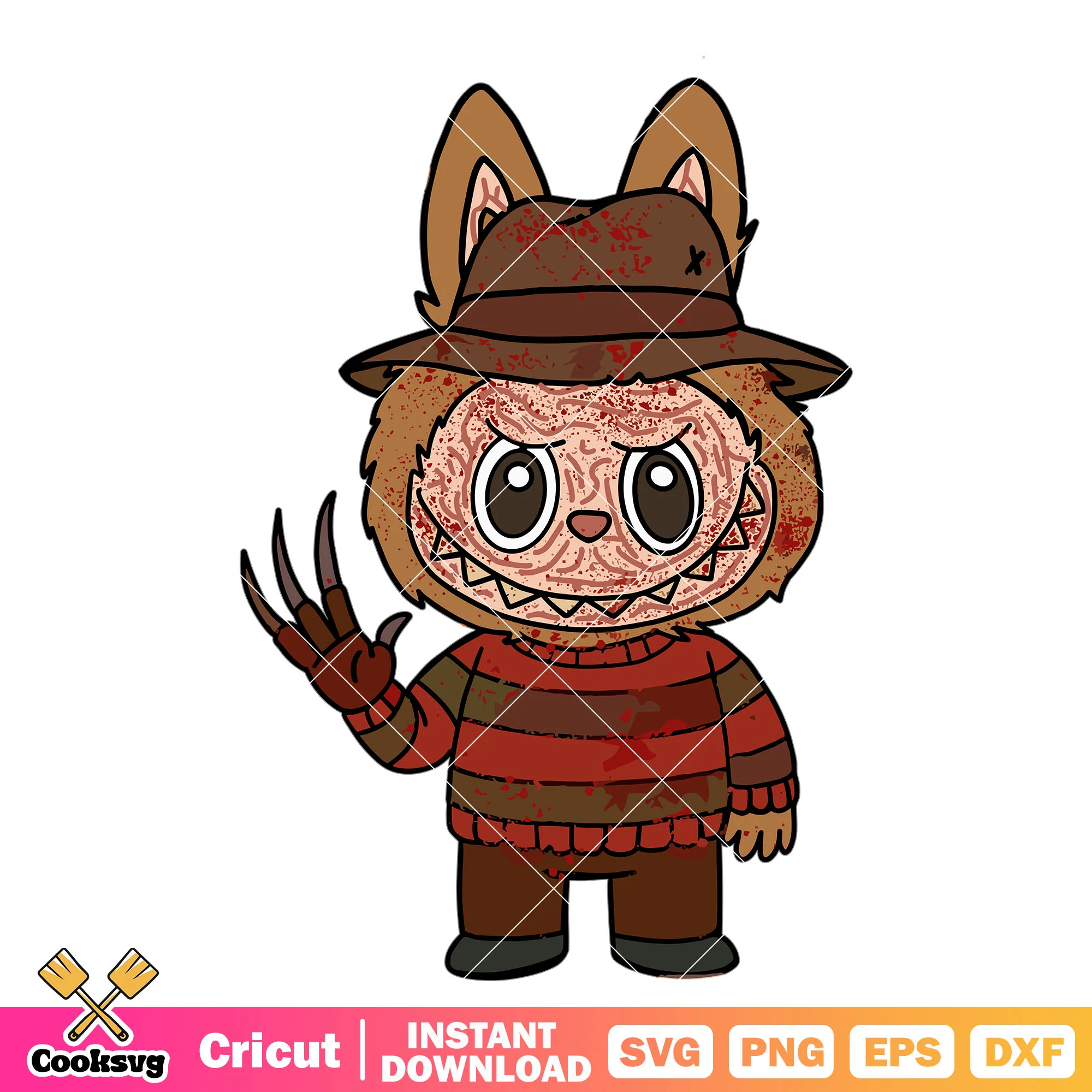 Labubu freddy halloween svg, labubu halloween svg, Freddy Krueger svg