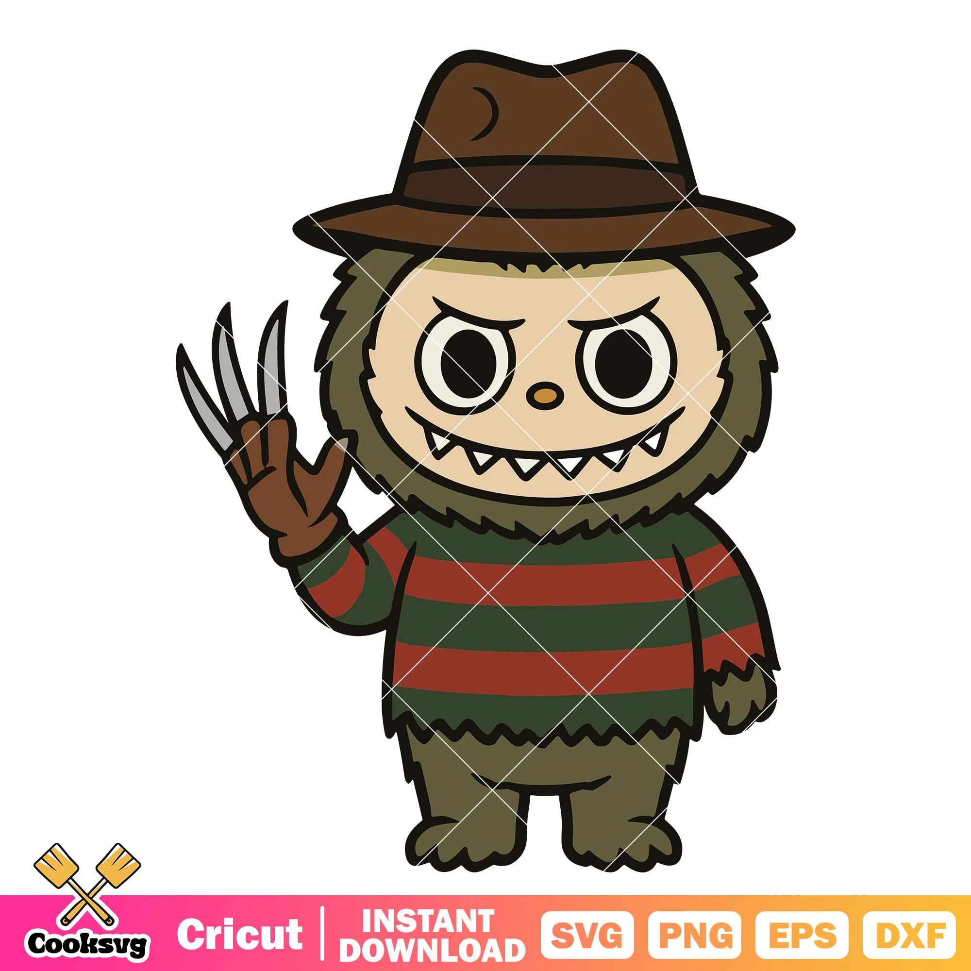 Labubu Freddy Krueger svg, labubu halloween svg, Freddy Krueger svg