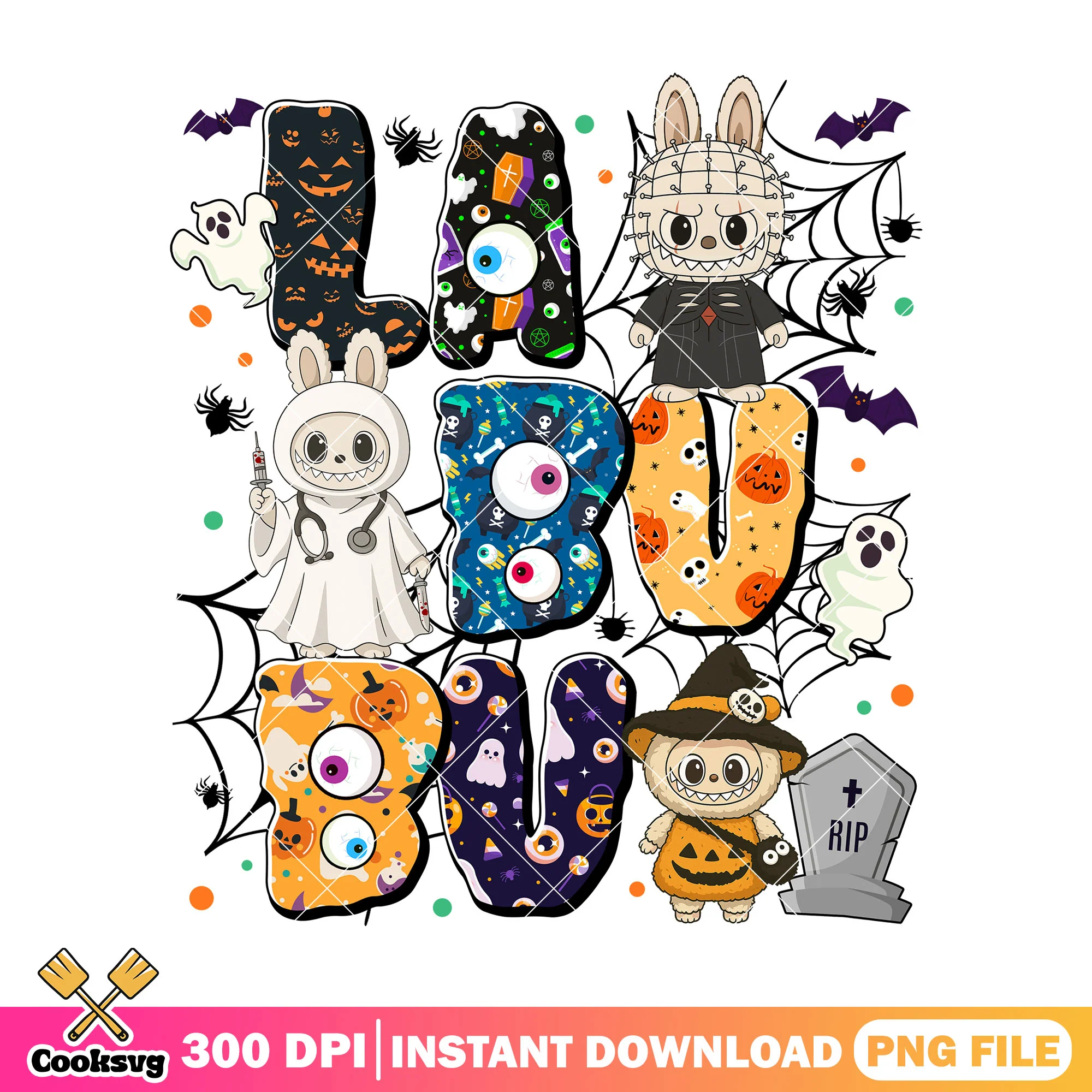 Labubu friend halloween png, labubu halloween png, labubu outfits png
