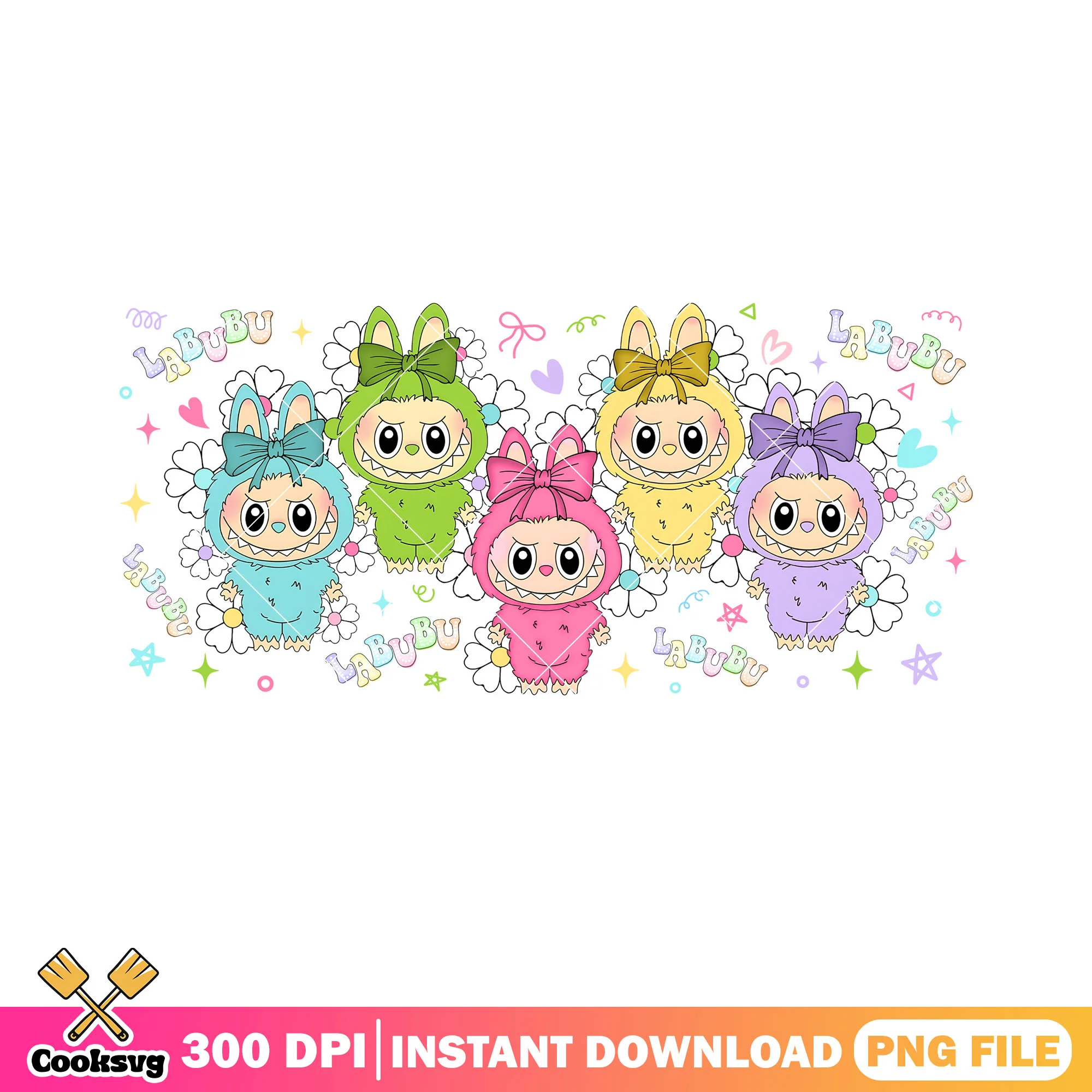 Labubu friends cute png, labubu art png, labubu plush png