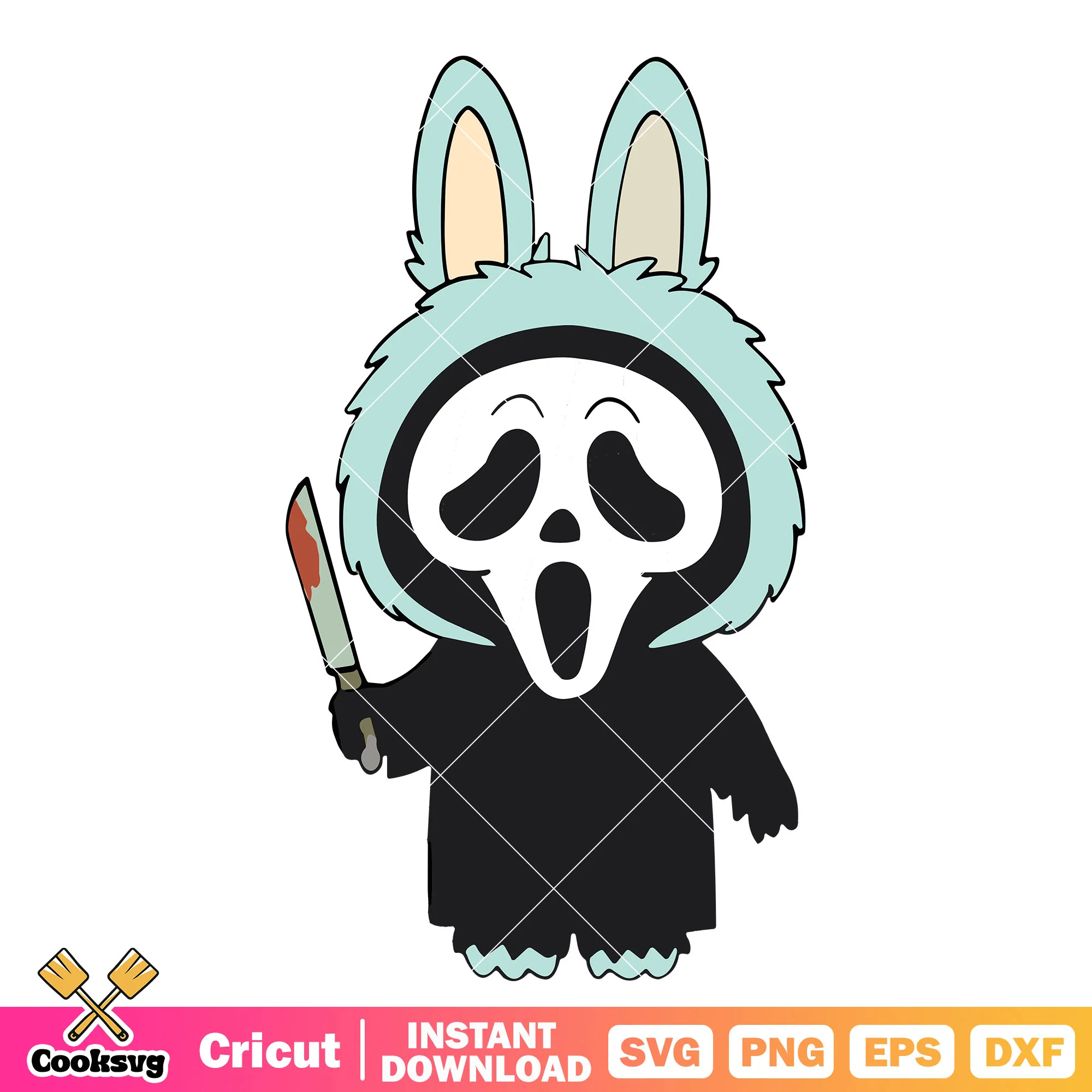 Labubu ghost killer svg, ghost horror svg, labubu popmart svg