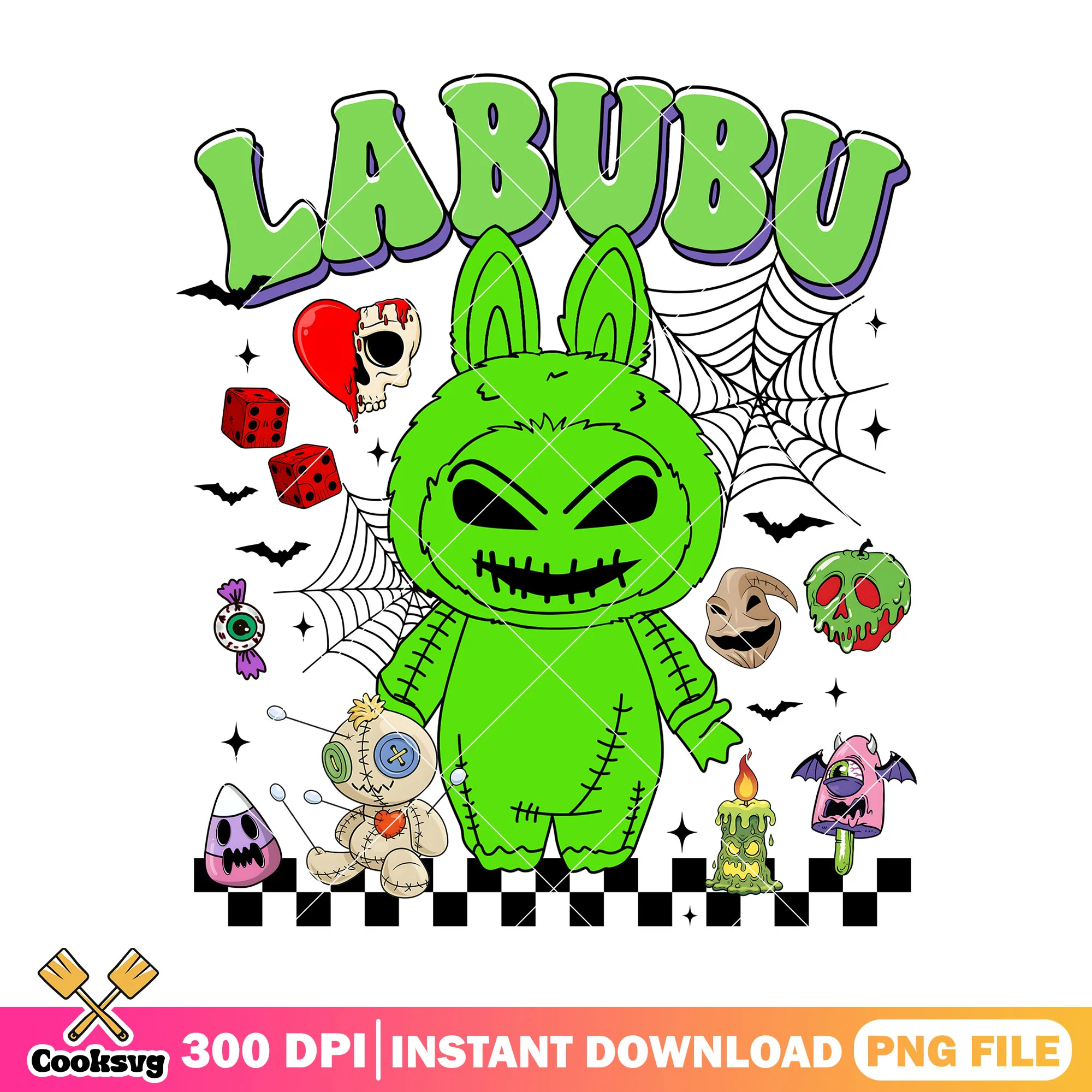 Labubu green horror png, labubu clothes png, halloween costumes png