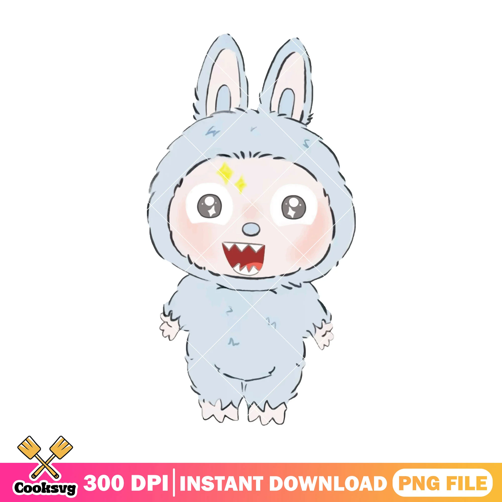 Labubu happy monster png, labubu grey png, labubu art png