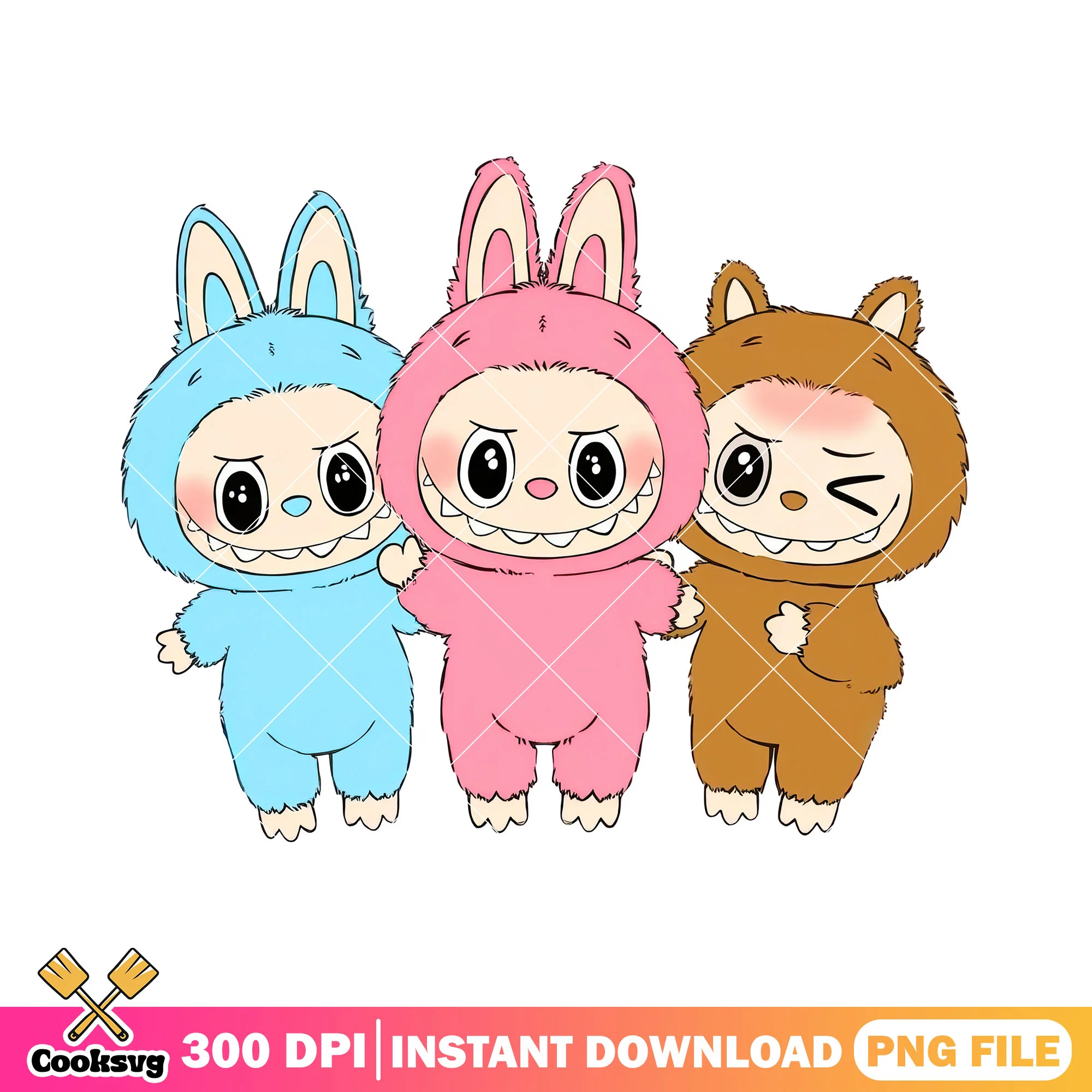 Labubu happy with friends png, labubu bf png, labubu hehe png