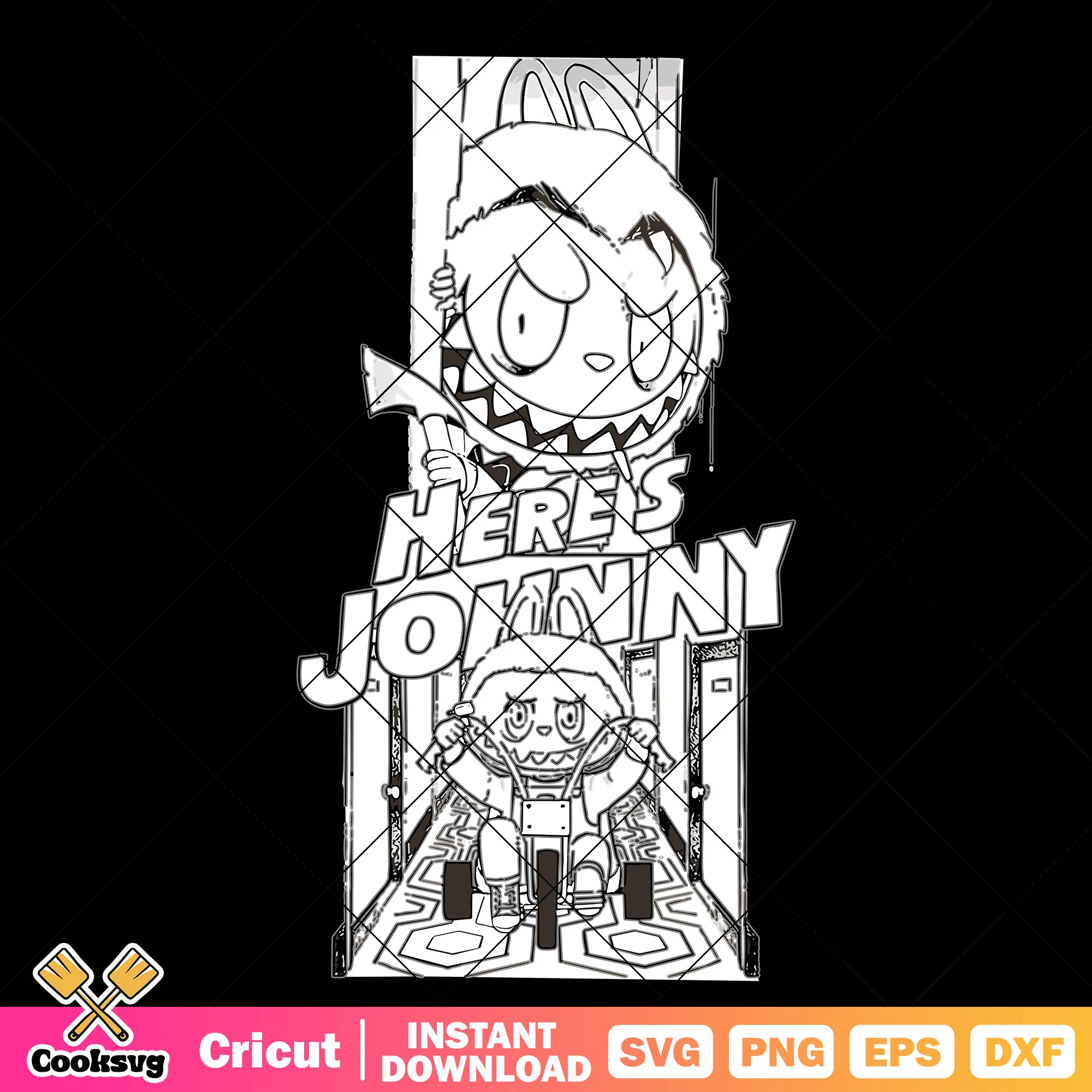 Labubu heres jonny svg, labubu outline svg, labubu draw svg
