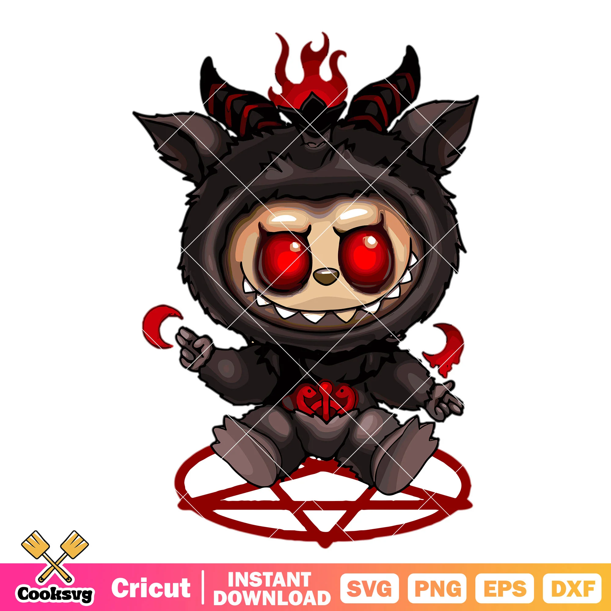 Labubu horror devil svg, labubu halloween svg, horror labubu svg