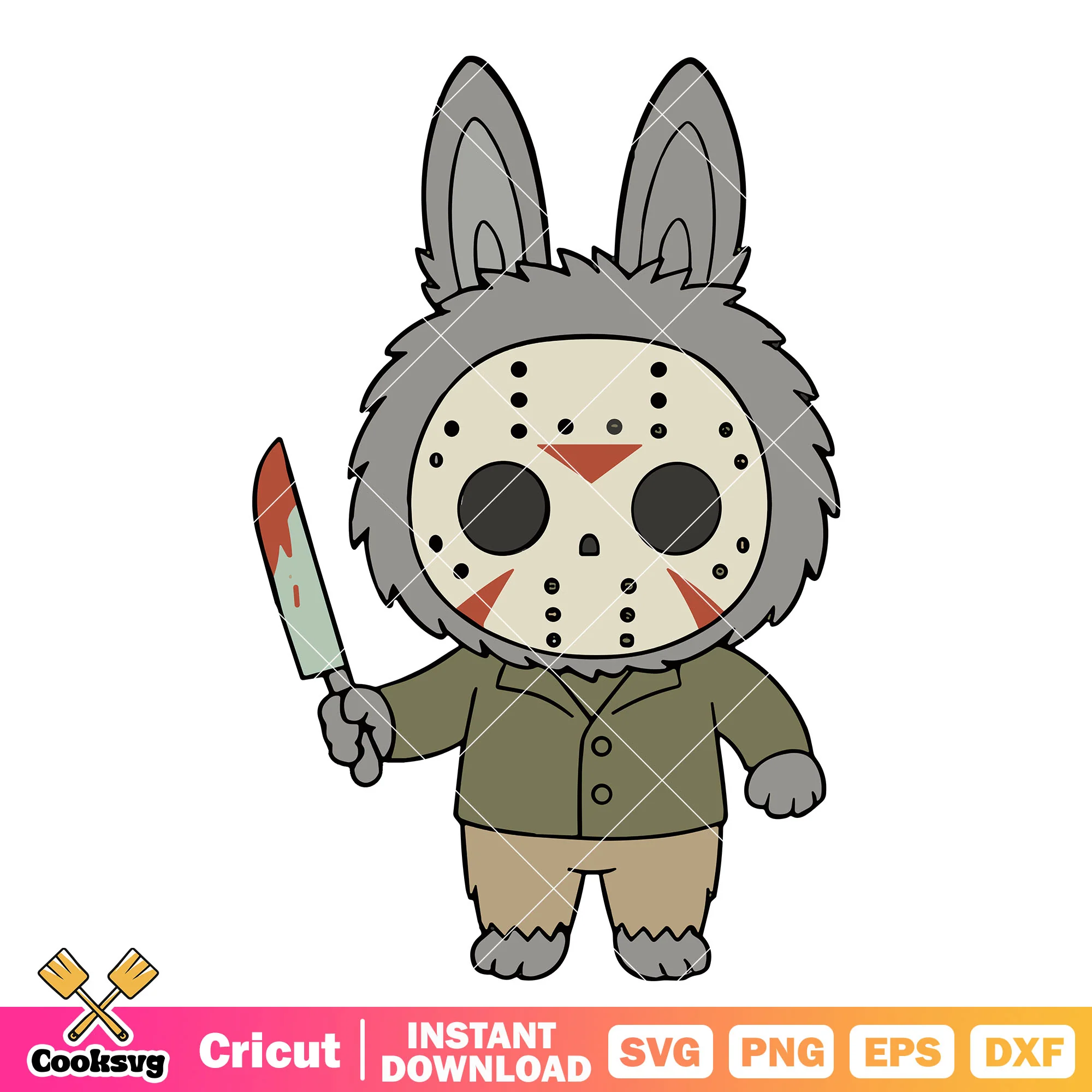 Labubu horror voorhees svg, labubu halloween svg, jason voorhees svg