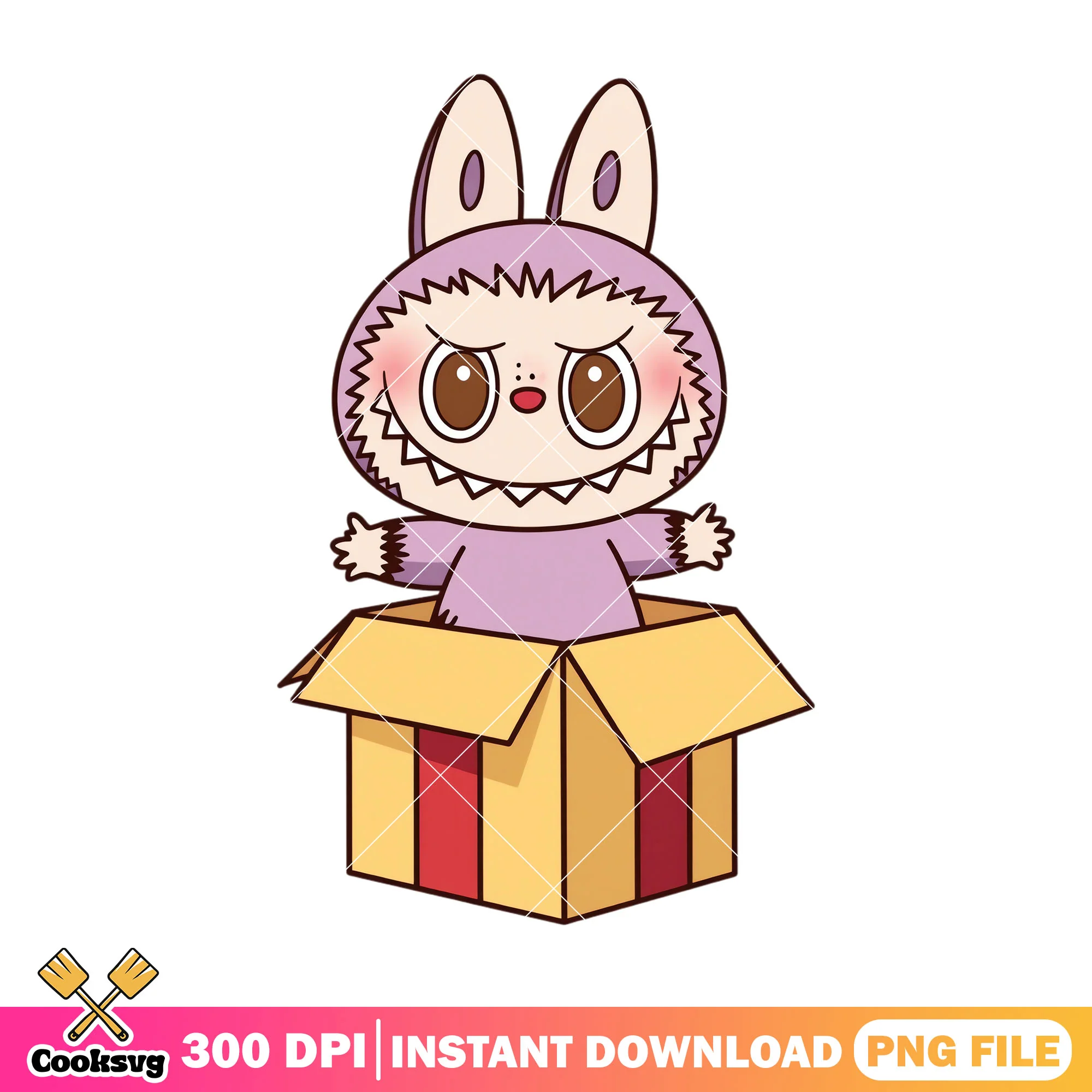 Labubu in a box png, labubu happy png, labubu plush png