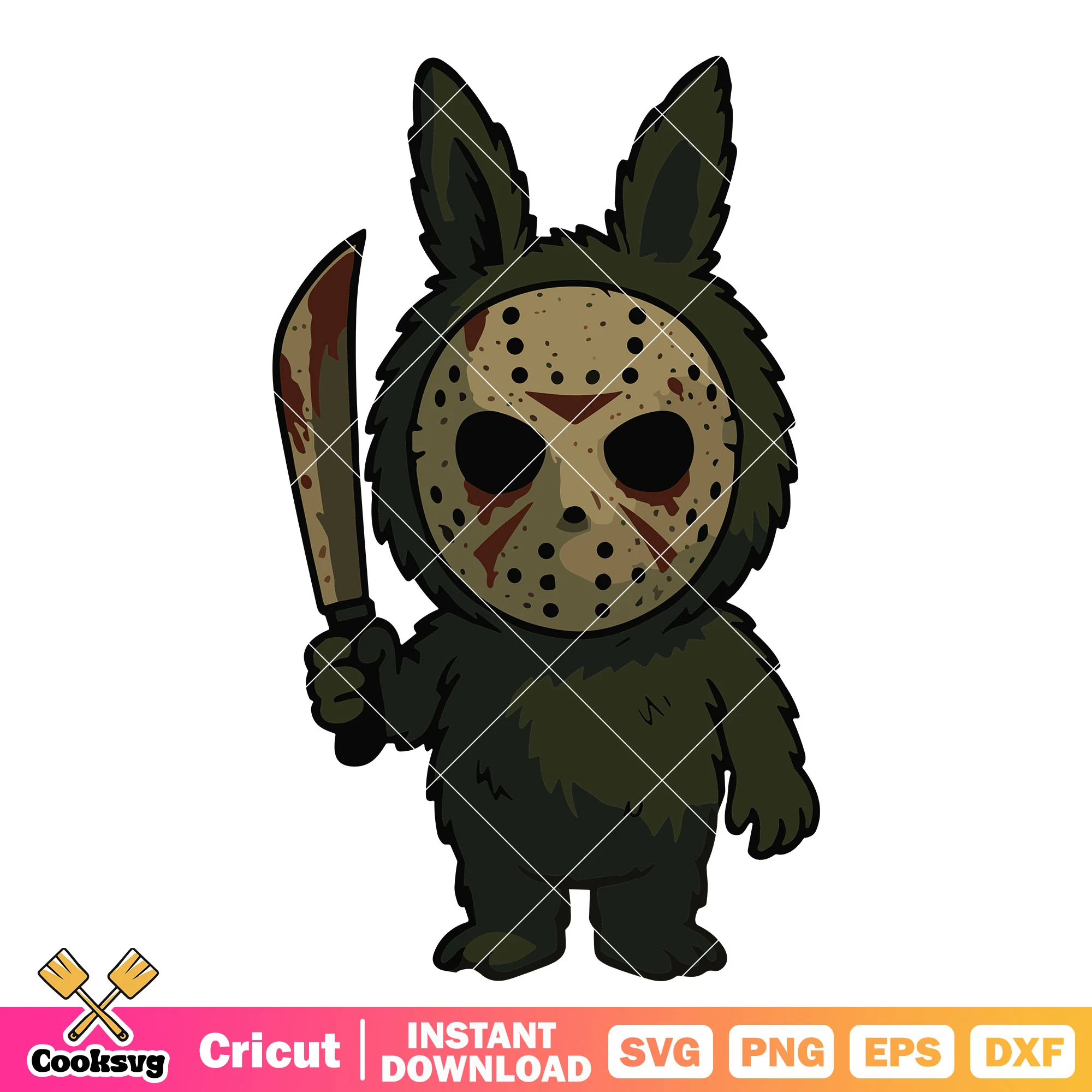 Labubu jason voorhees svg, labubu halloween svg, jason voorhees svg