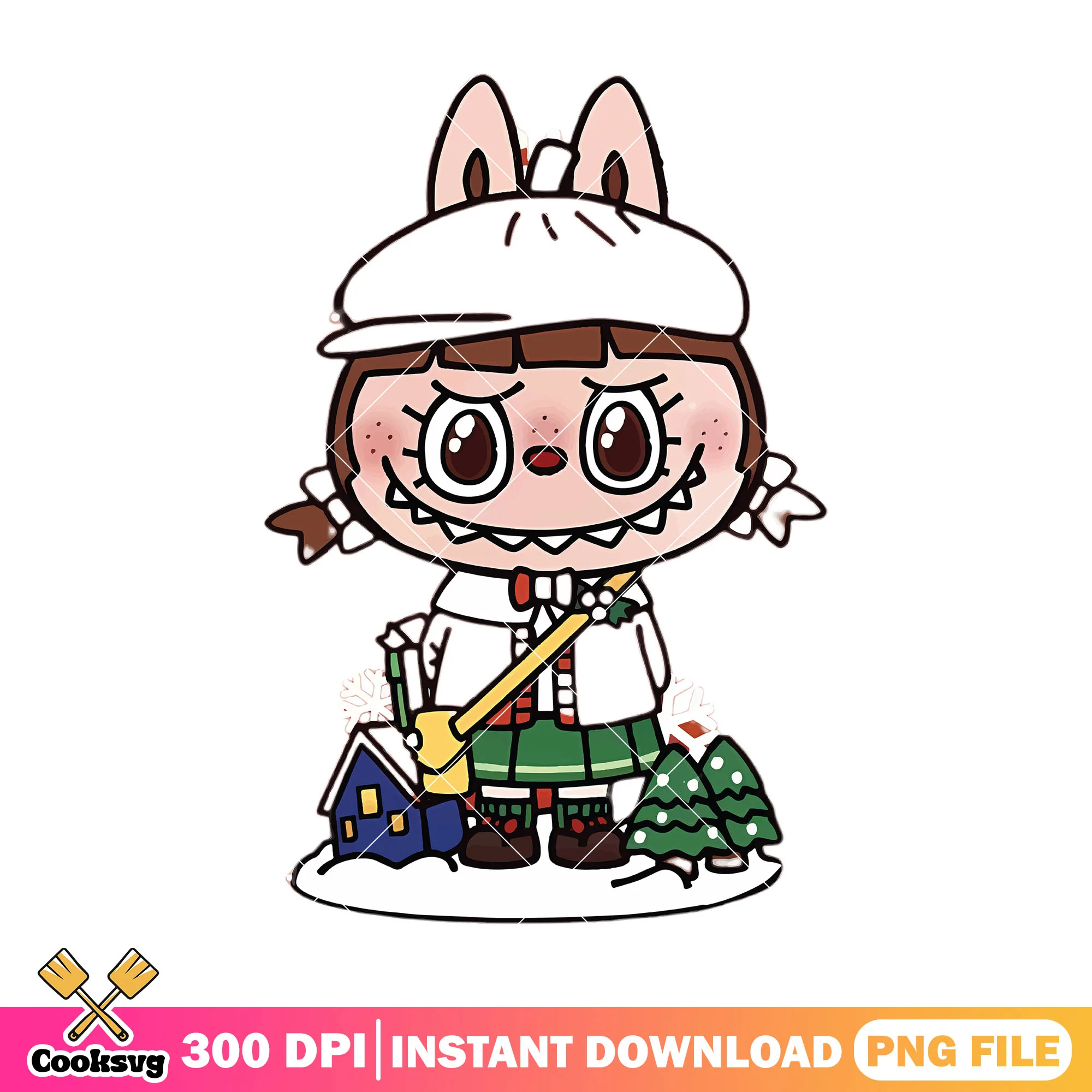 Labubu kiki cosplay png, labubu standing png, labubu monster png
