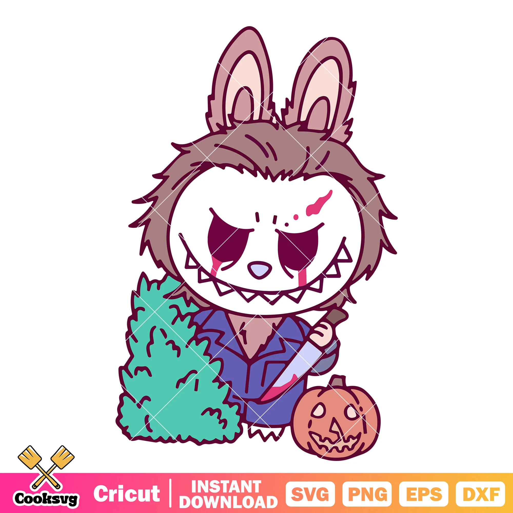 Labubu killer knife svg, pumpkin labubu svg, labubu dolls svg