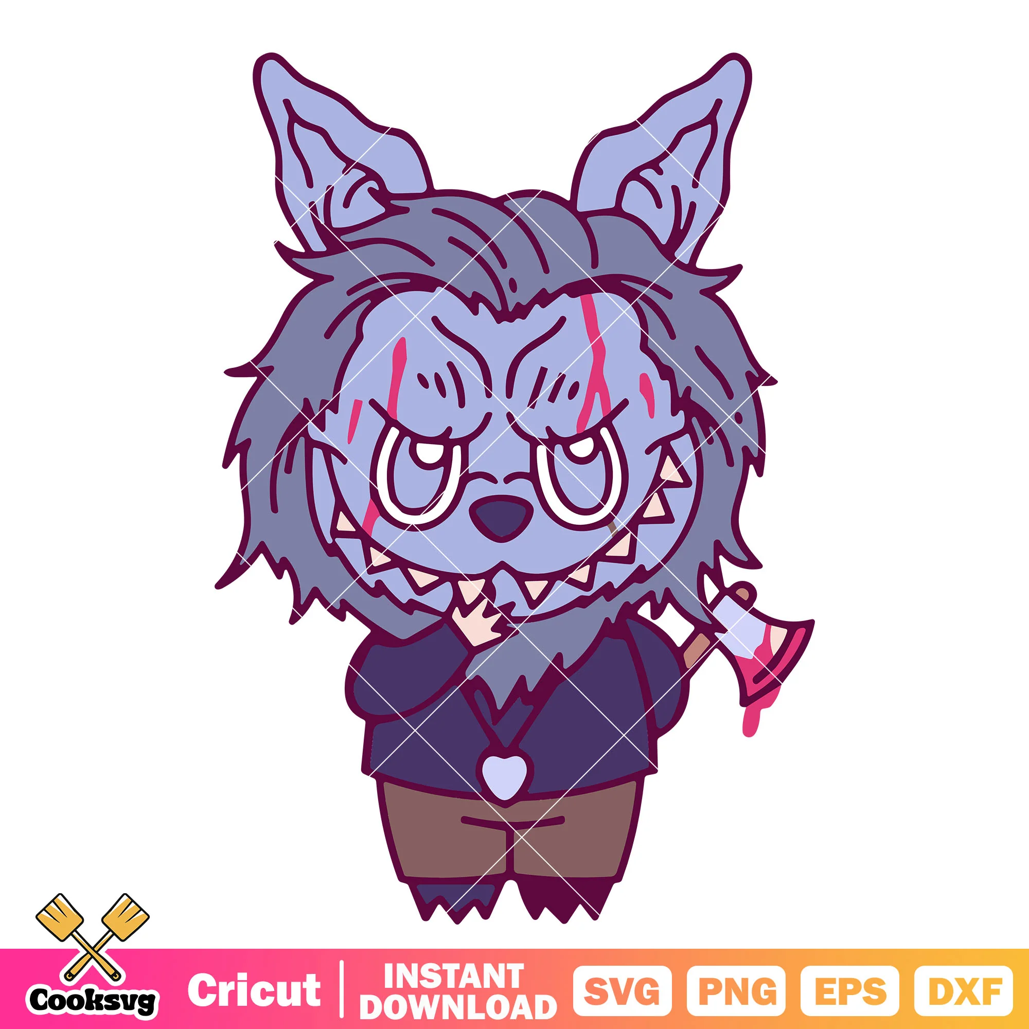 Labubu killer wolf svg, labubu clothers svg, labubu halloween svg