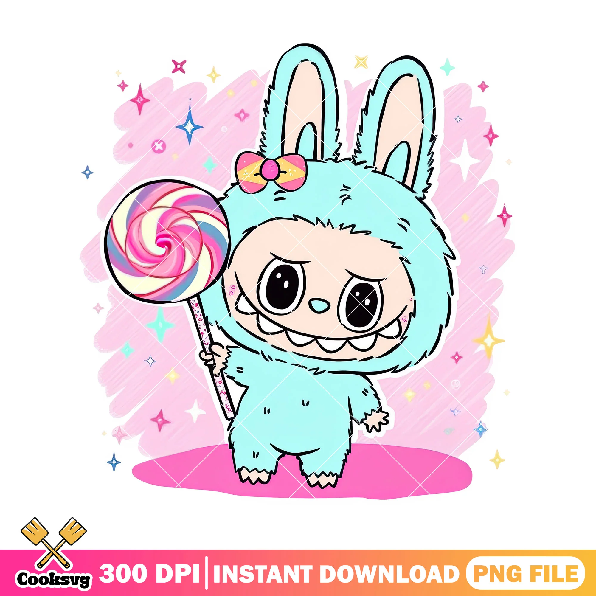 Labubu loves big lolipop png, labubu baby png, labubu plush png