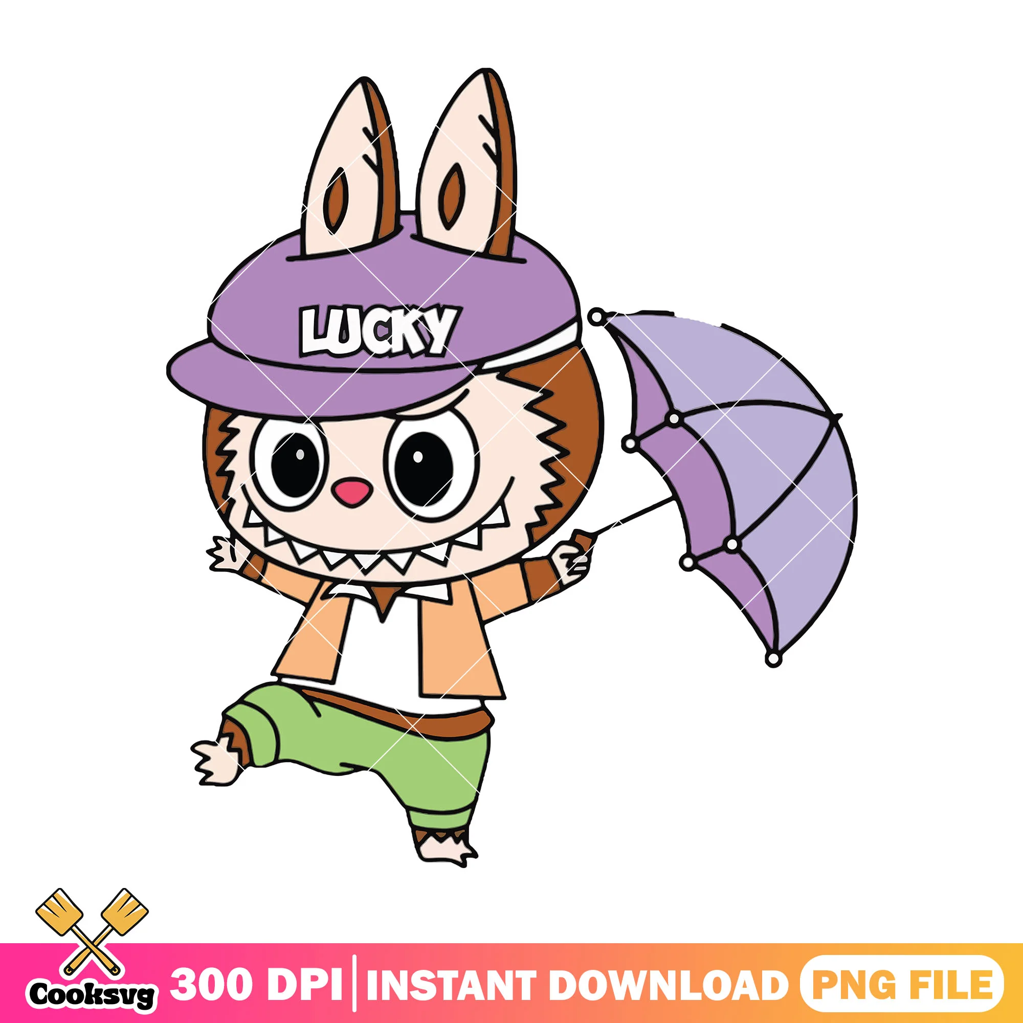 Labubu lucky outfit png, labubu brown png, cute labubu png