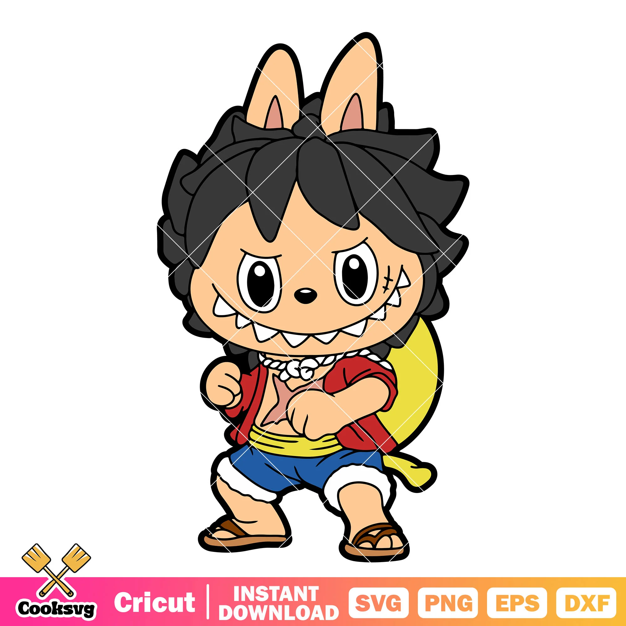 Labubu luffy costume svg, labubu one piece svg, labubu art svg