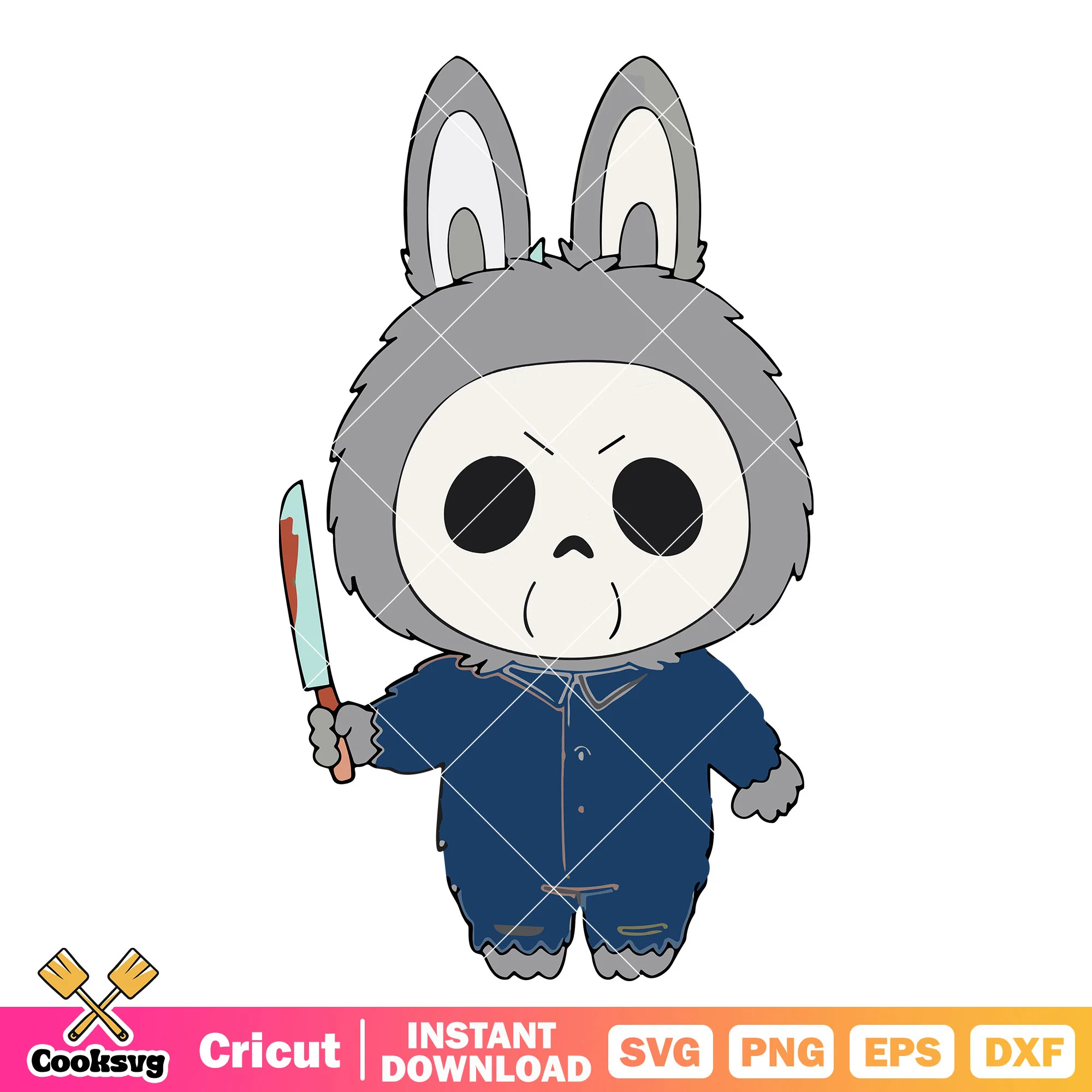 Labubu Michael Killer svg, labubu popmart halloween svg