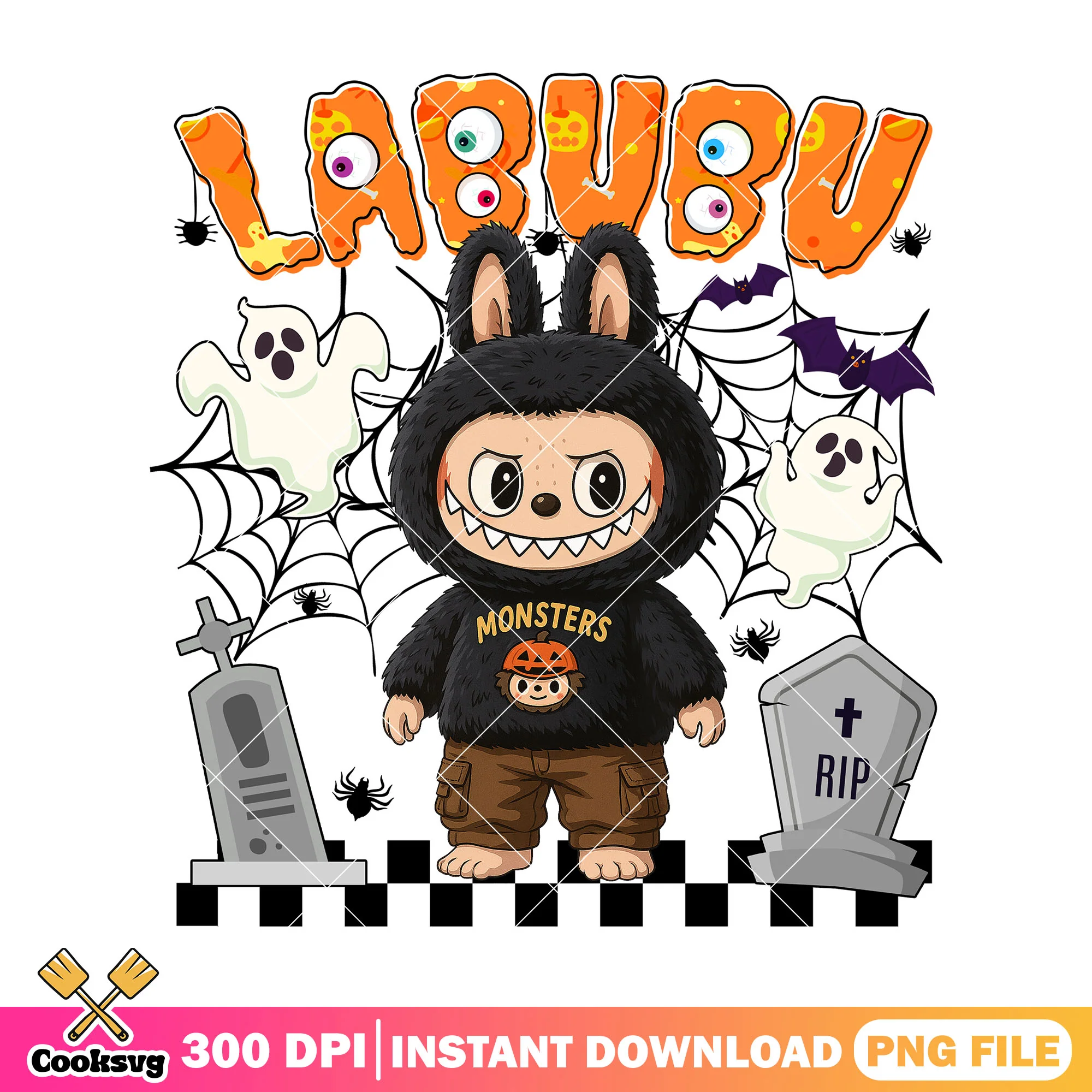 Labubu monster clothers png, labubu monster png, black labubu png