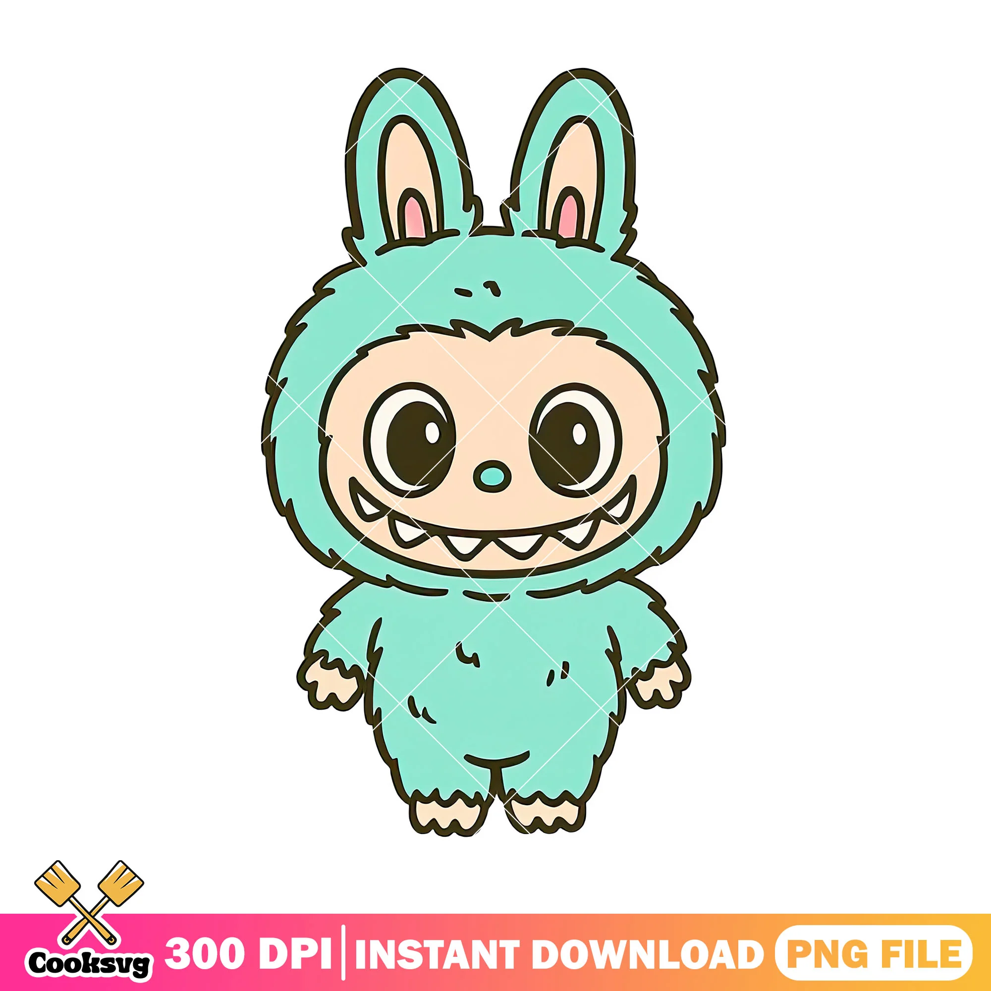 Labubu monster design png, plush labubu png, green labubu png