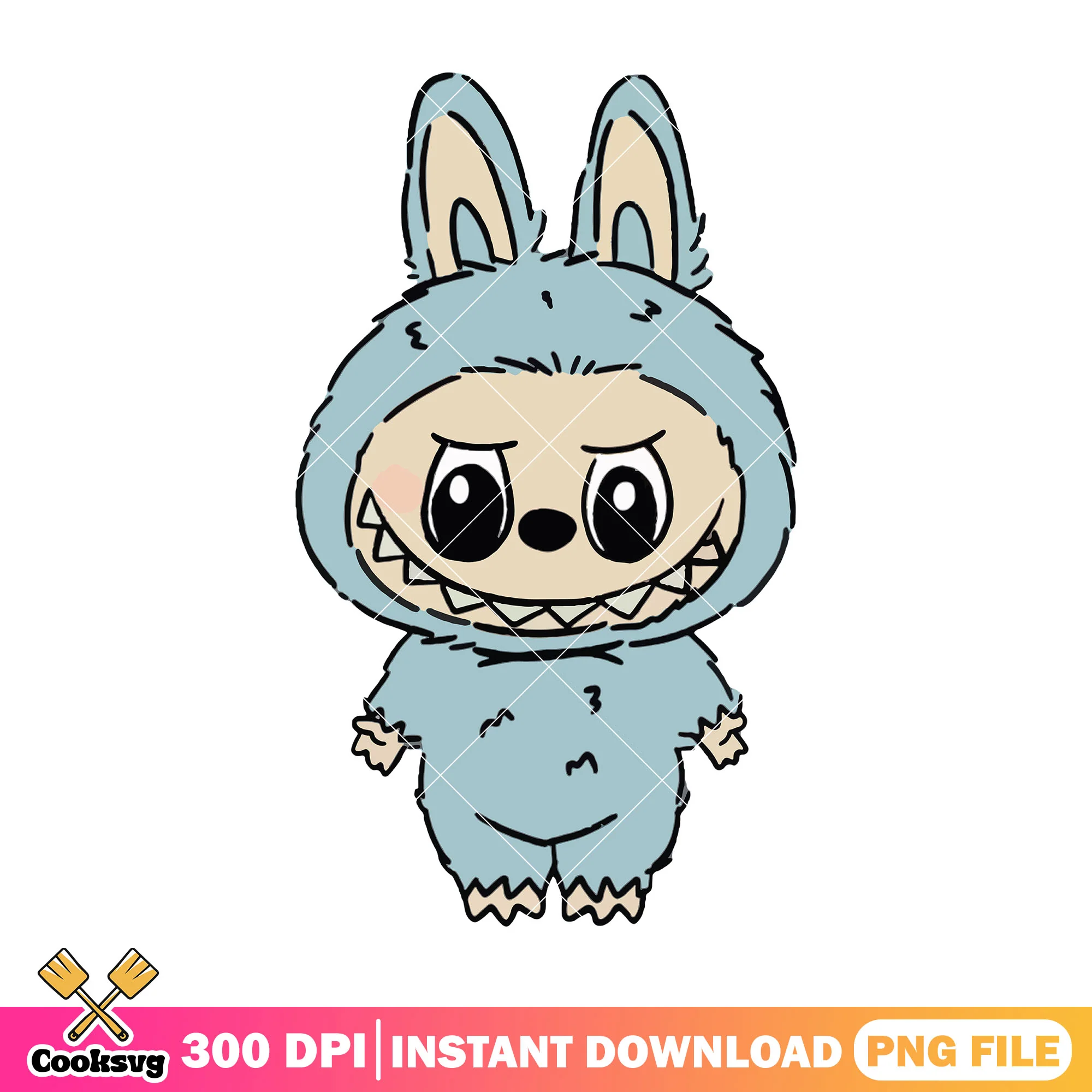 Labubu monster design png, labubu grey png, labubu cute png