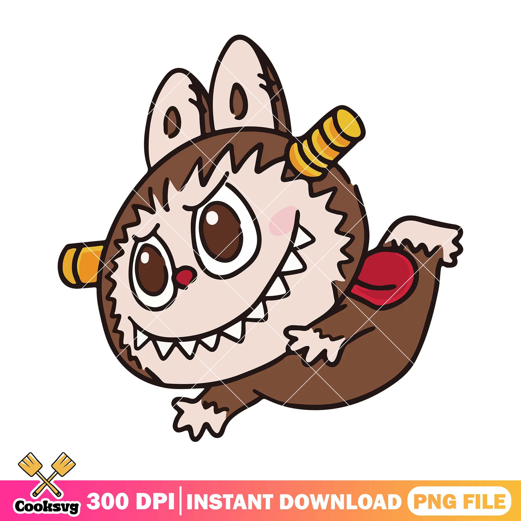 Labubu monster design png, labubu plush png, labubu brown png