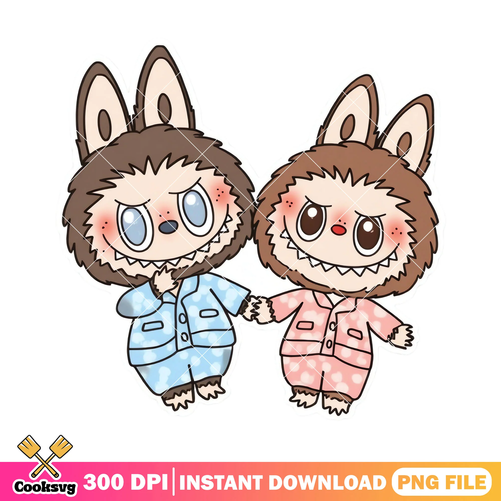 Labubu monster friend png, labubu couple png, labubu cute png