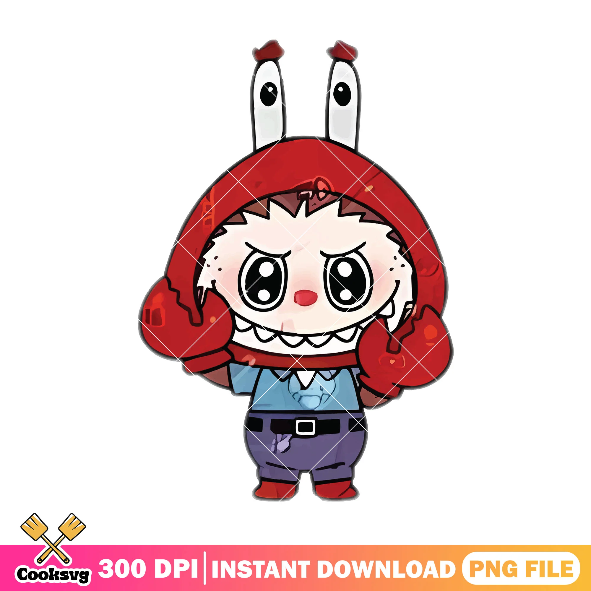 Labubu monster mr crabs png, labubu hehe png, labubu disney png