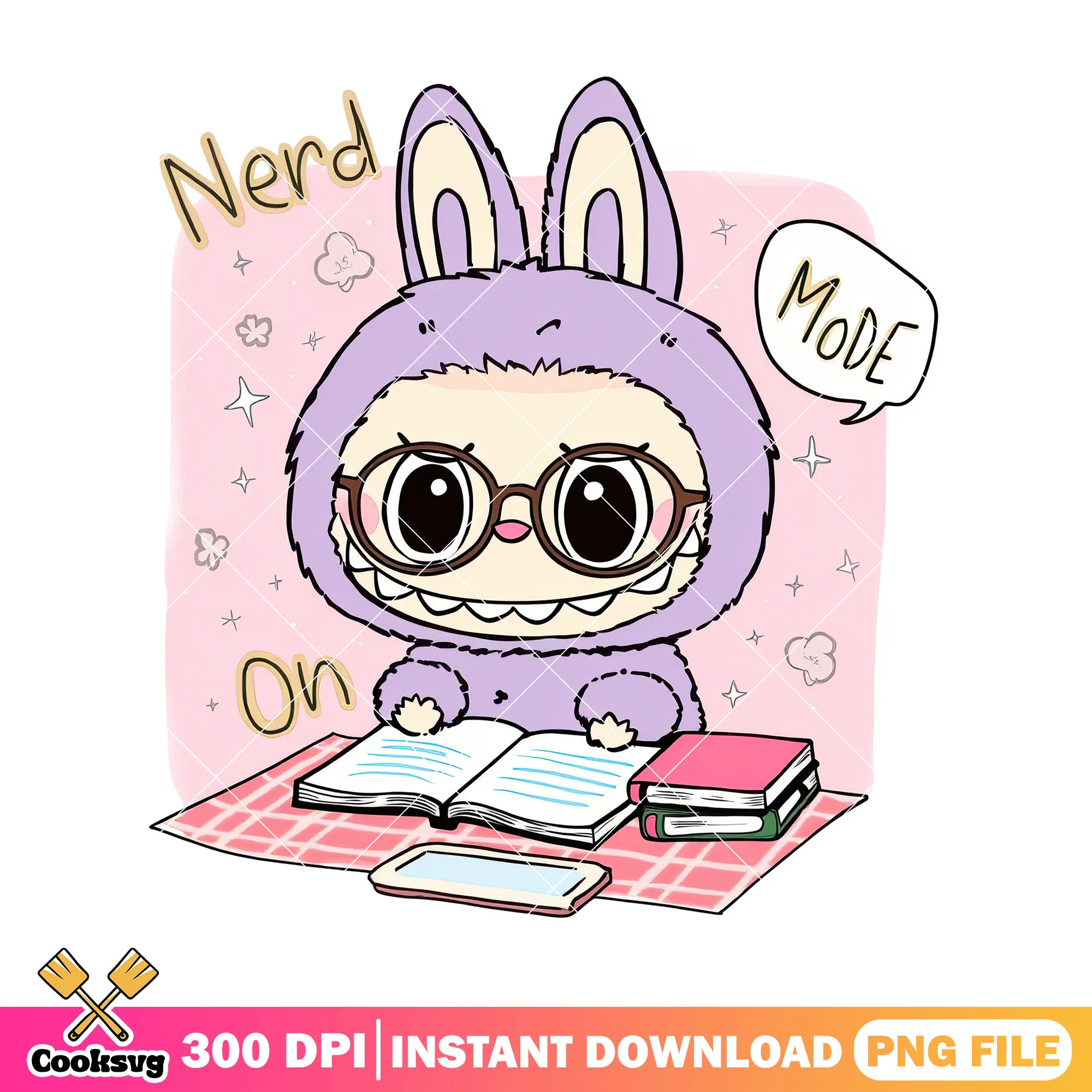 Labubu nerd mode on design png, labubu pop mart png, labubu dolls png