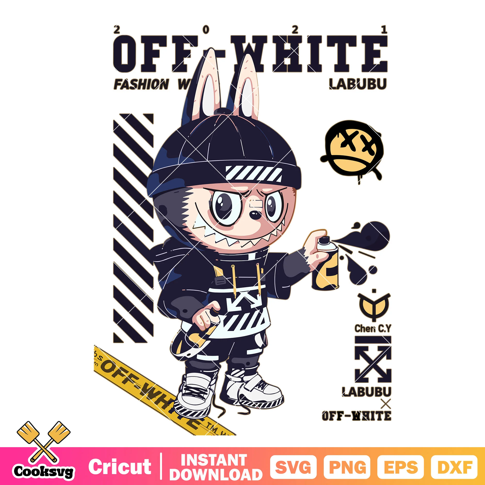 Labubu of white fashion svg, labubu street style svg, labubu dolls svg