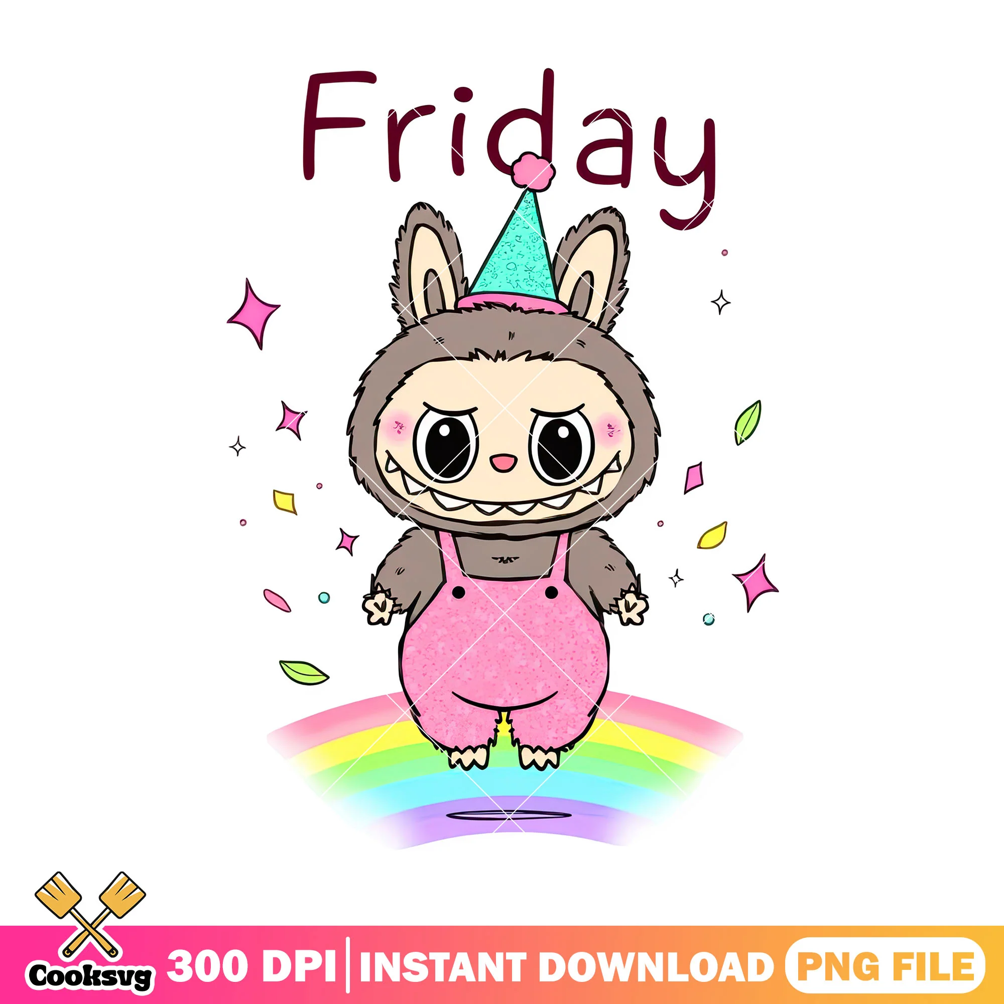 Labubu on friday png, labubu brown png, labubu outfit png