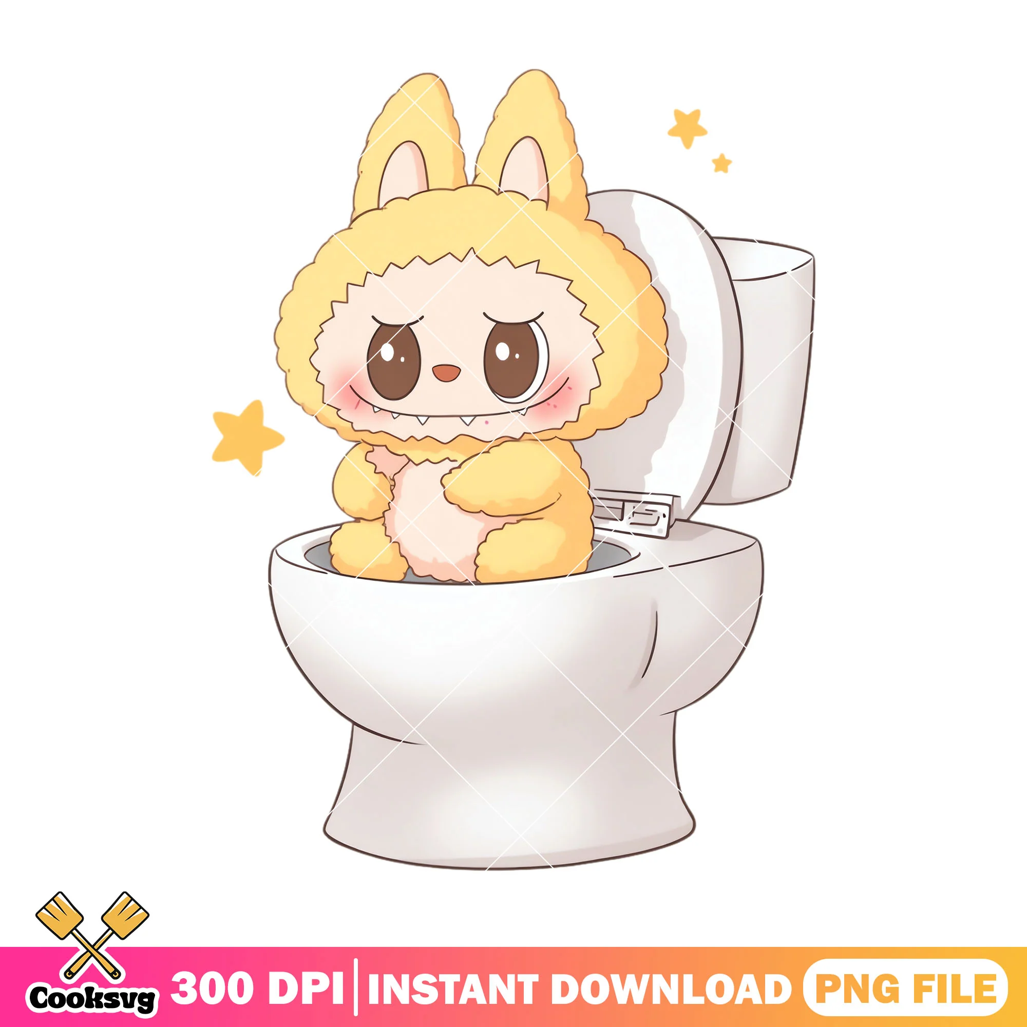 Labubu on the toilet design png, labubu cute png, labubu plush png