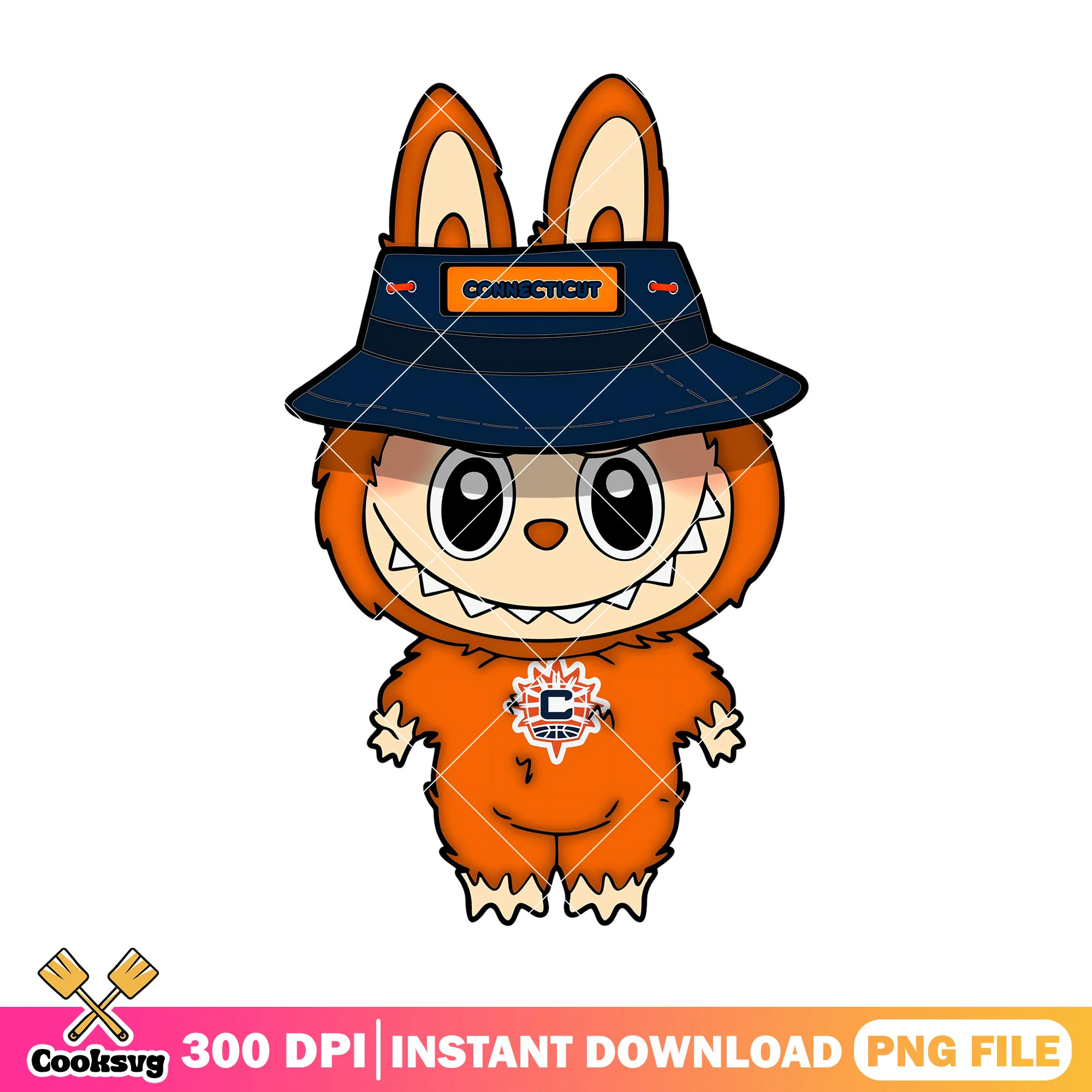 Labubu orange monster png, labubu hehe png, connecticut sun png