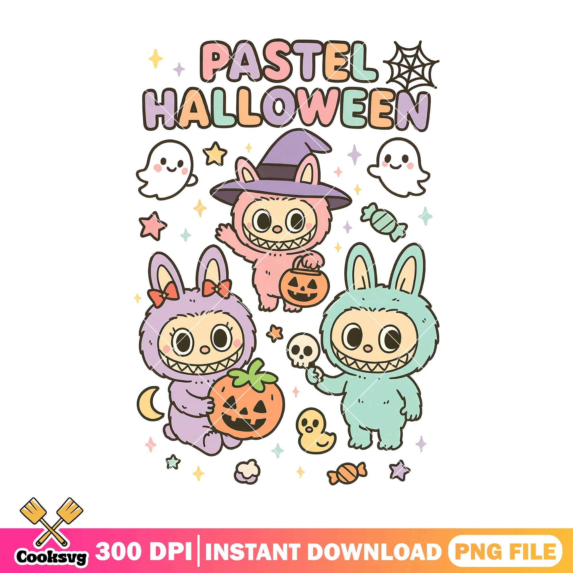 Labubu pastel halloween png, labubu halloween png, labubu outfits png