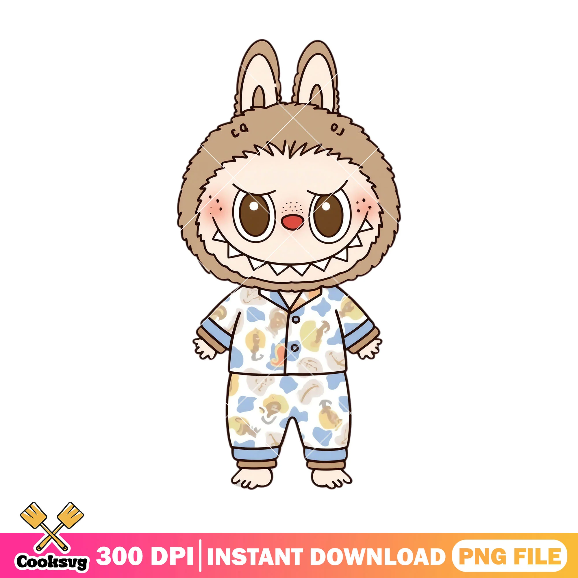 Labubu pijama clothes png, labubu standing png, labubu cute png