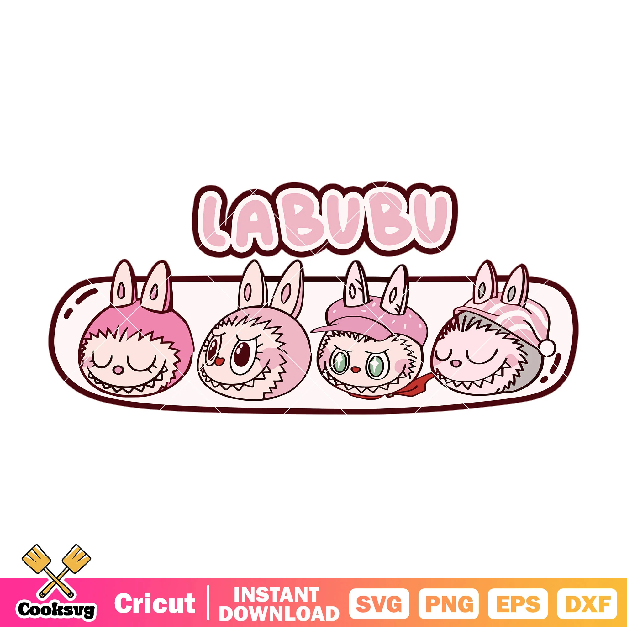 Labubu Pink Mood On Svg, pink labubu svg, labubu head svg