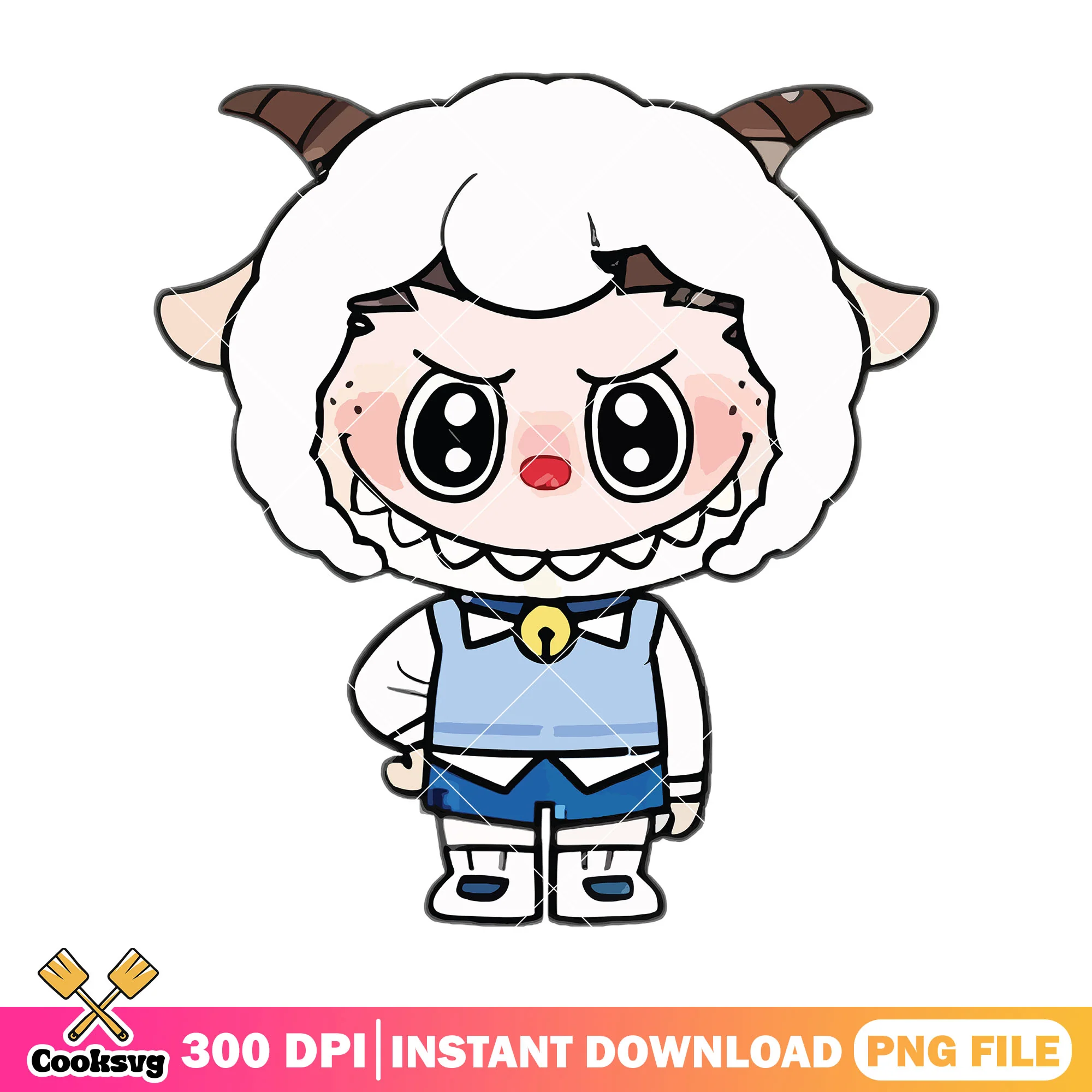 Labubu pleasant goat png, labubu outfit png, labubu plush png