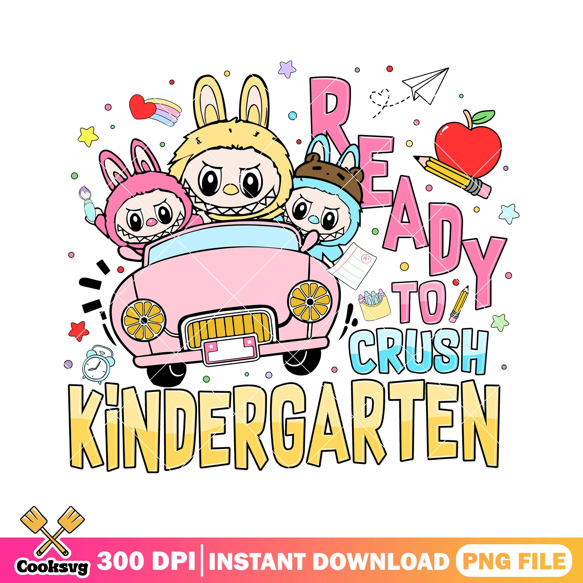 Labubu ready to crush kindergarten png, labubu picture png, labubu shcool png