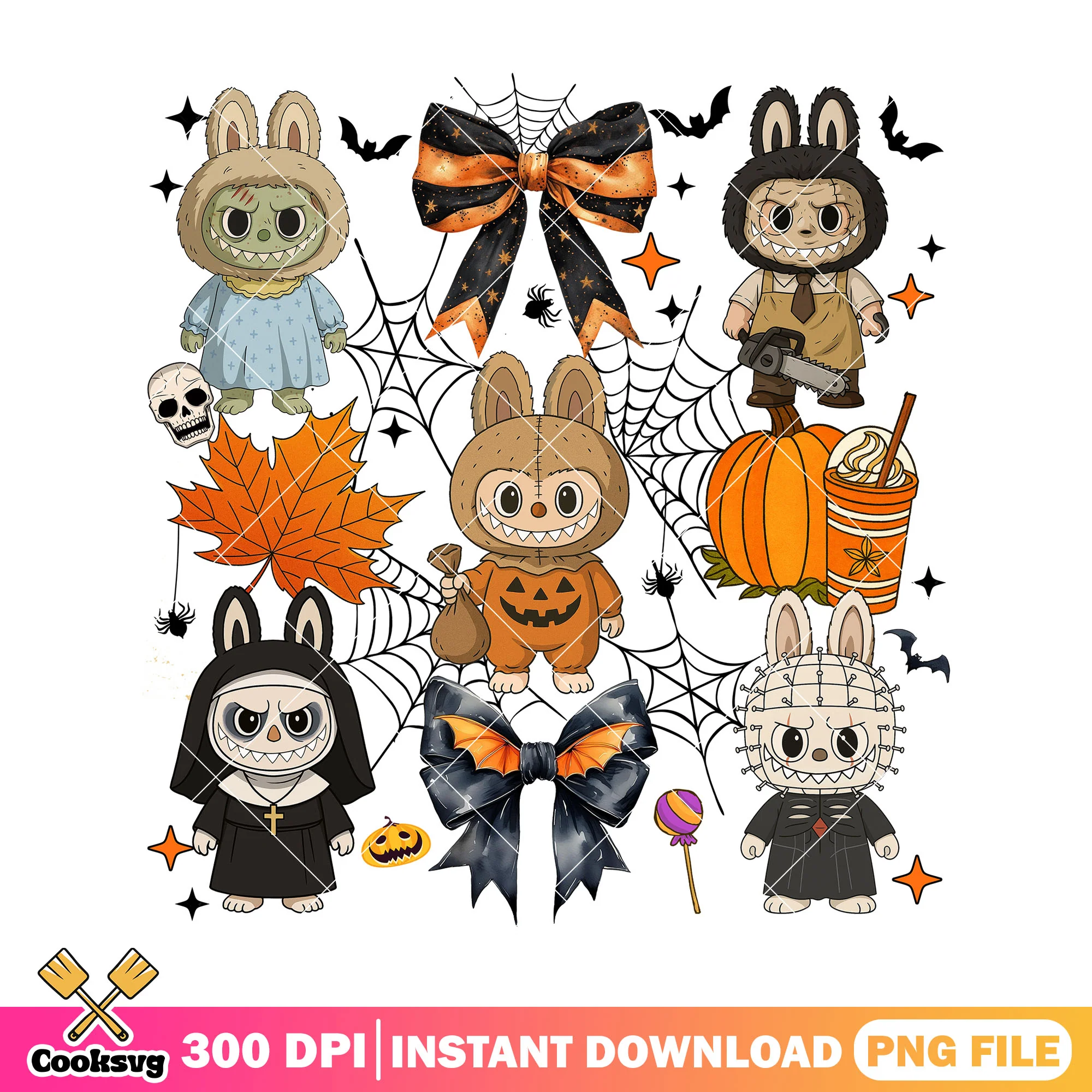 Labubu scary look png, labubu halloween png, horror labubu png